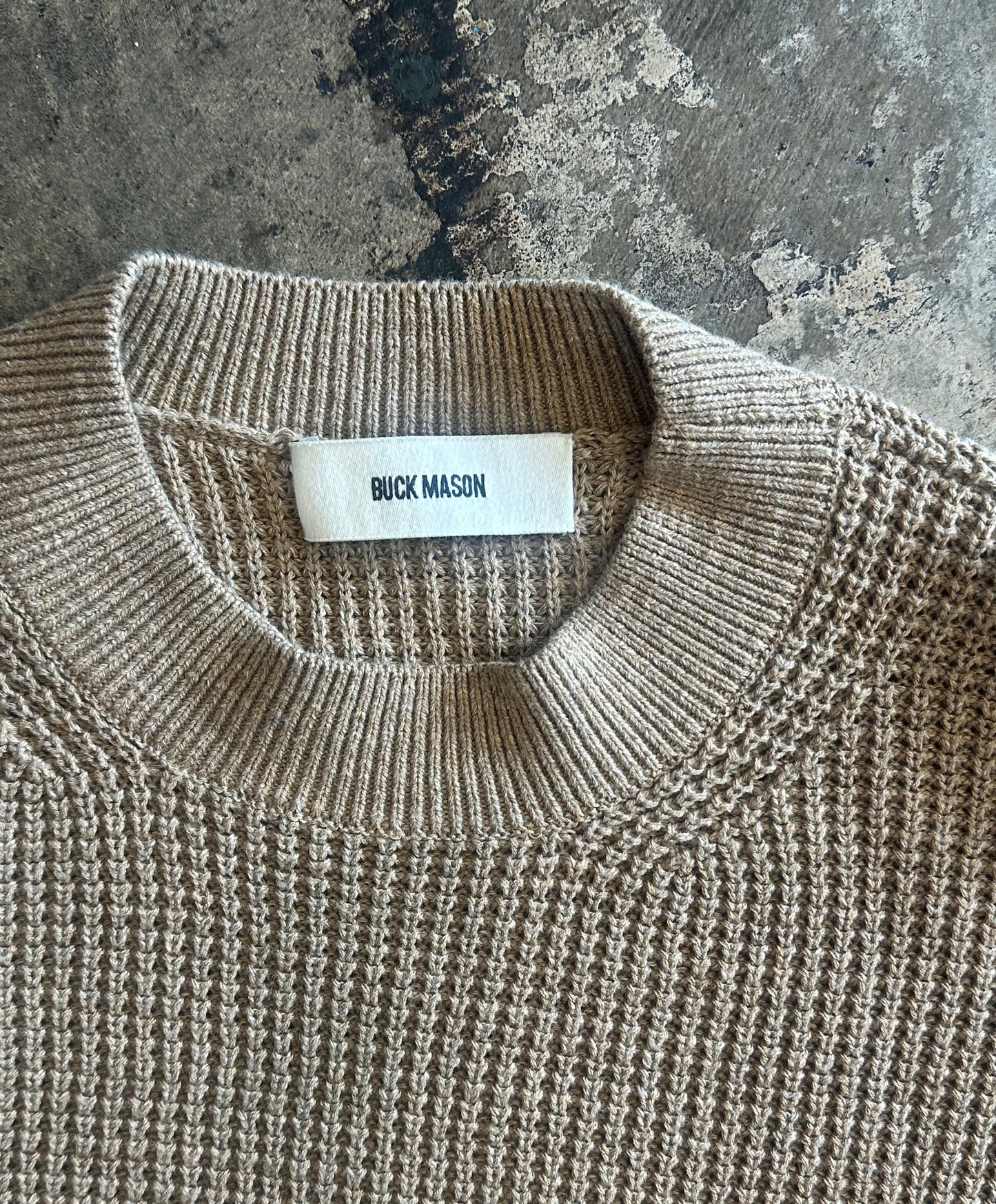 Buck Mason Mocha Waffle Knit Sweater
