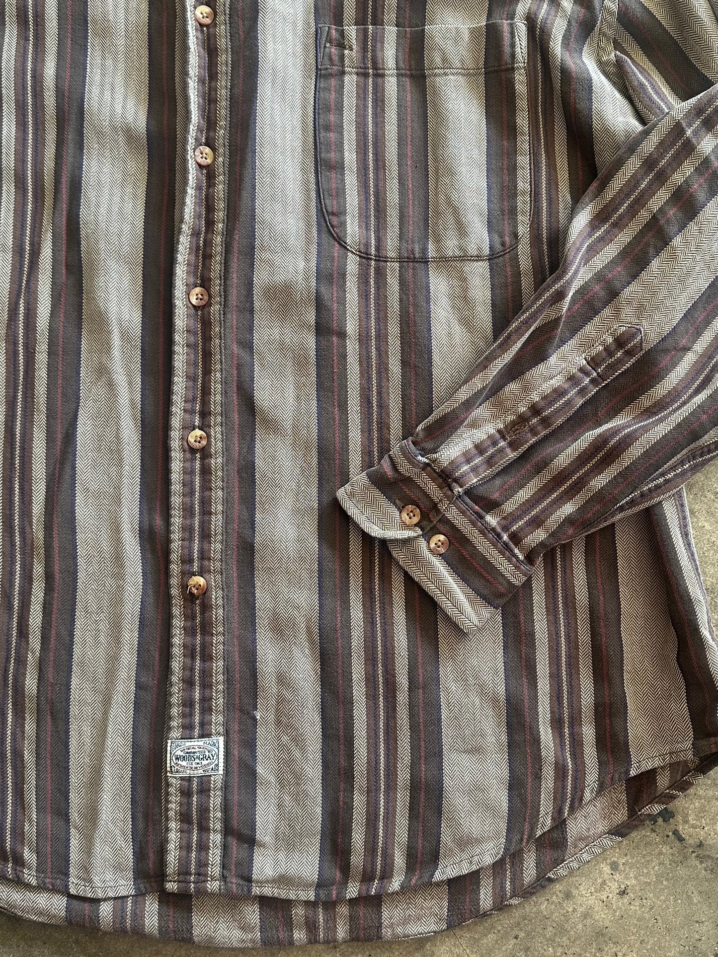 Woods + Gray Brown Striped Button Up