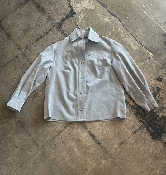 Gray Suede Button Up Shirt Jacket