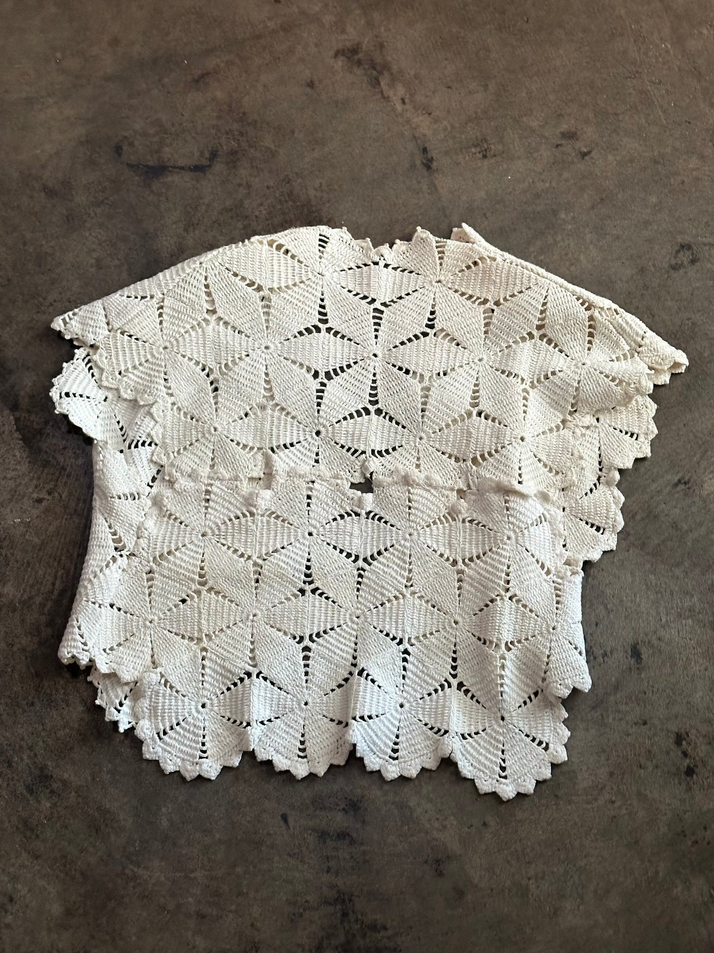 Crochet Snowflake Knit Open Front Vest