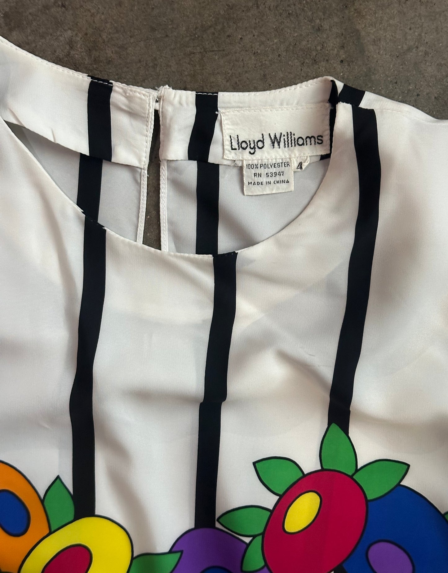 Black + White Striped Flower Blouse