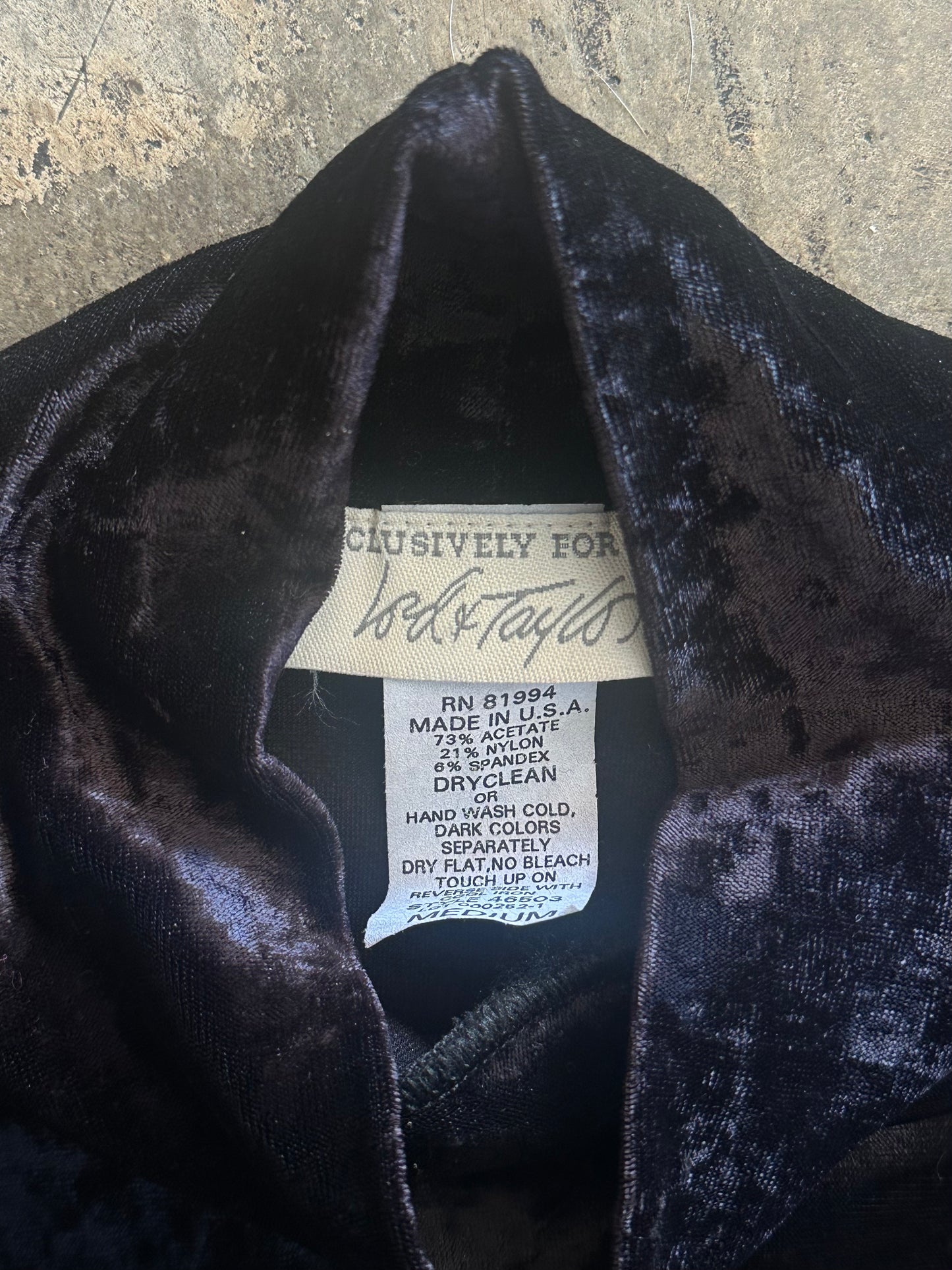 Lord + Taylor Black Crushed Velvet Mock Neck Top