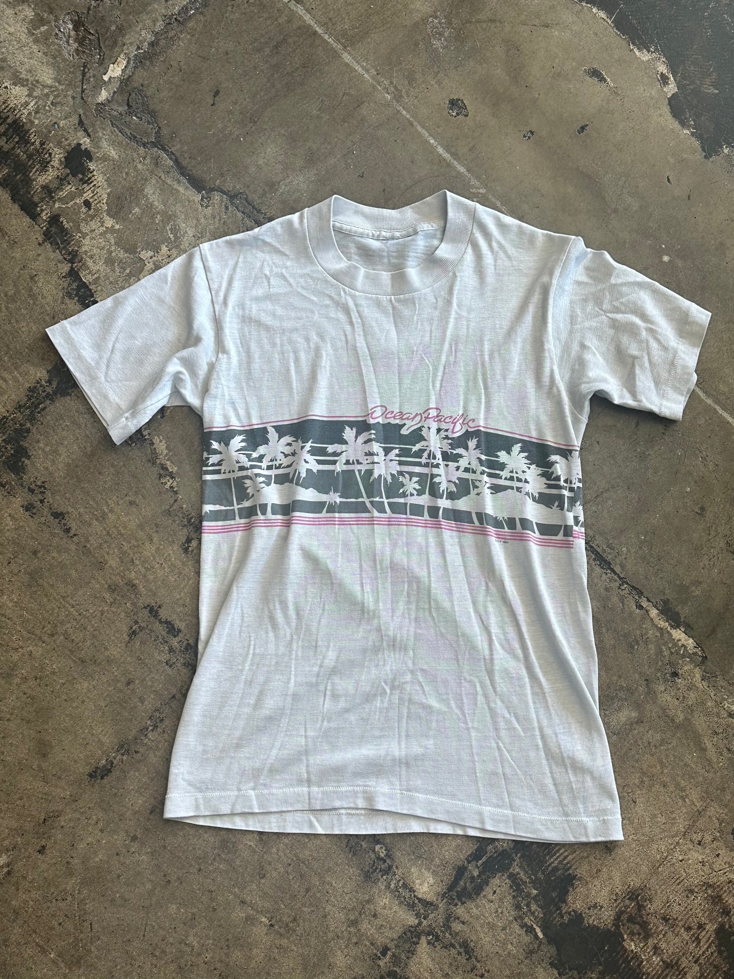 Gray Ocean Pacific Palm Tree Graphic Tee