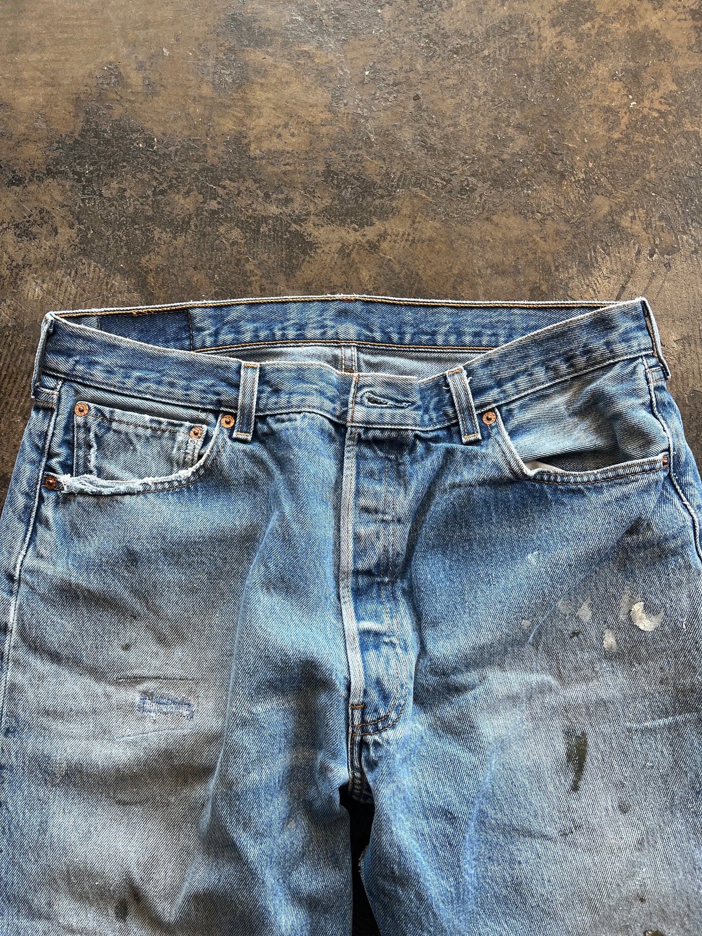 Distressed Levi 501 Jeans