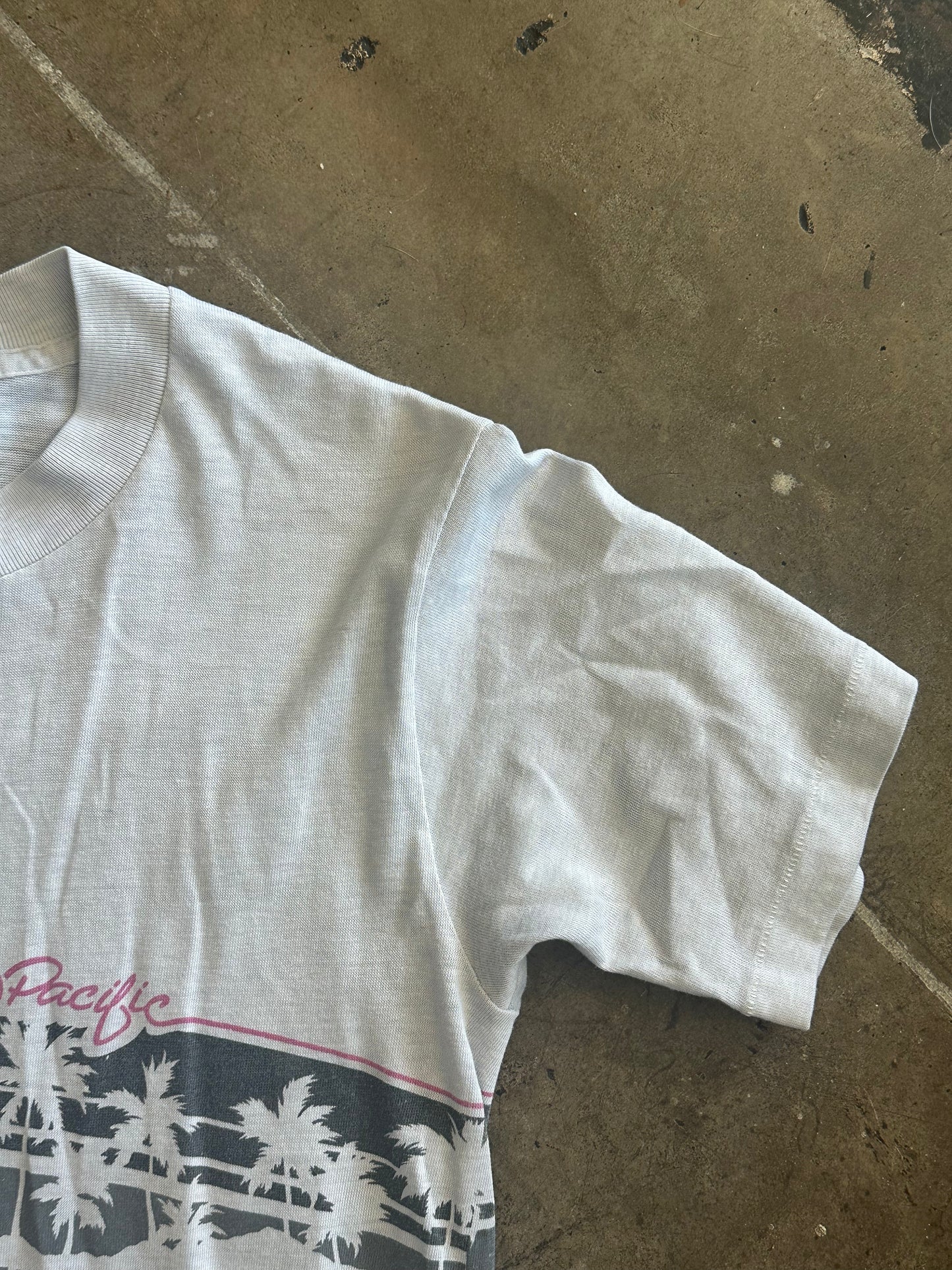 Gray Ocean Pacific Palm Tree Graphic Tee