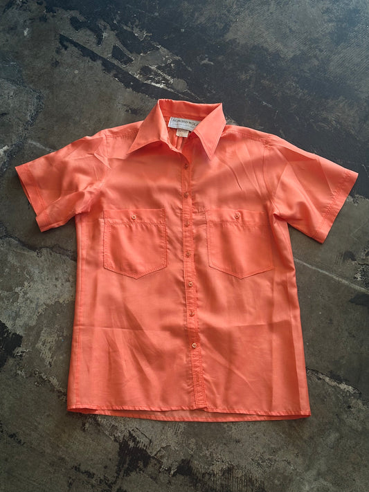 Orange Howard Wolf Button Up Short Sleeve Blouse
