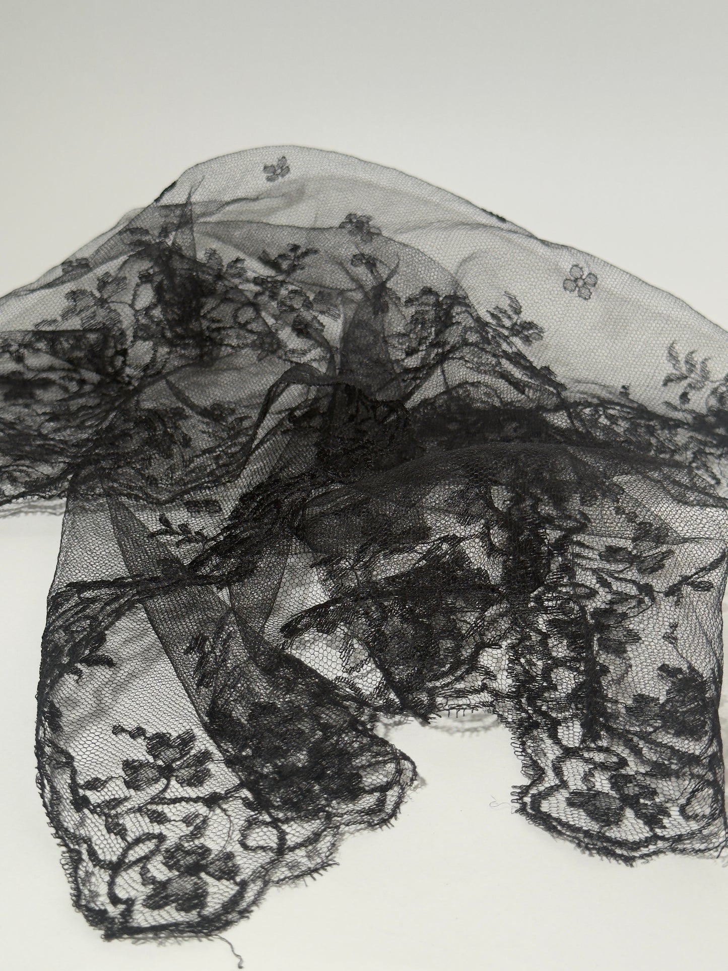 Black Sheer Lace Scarf