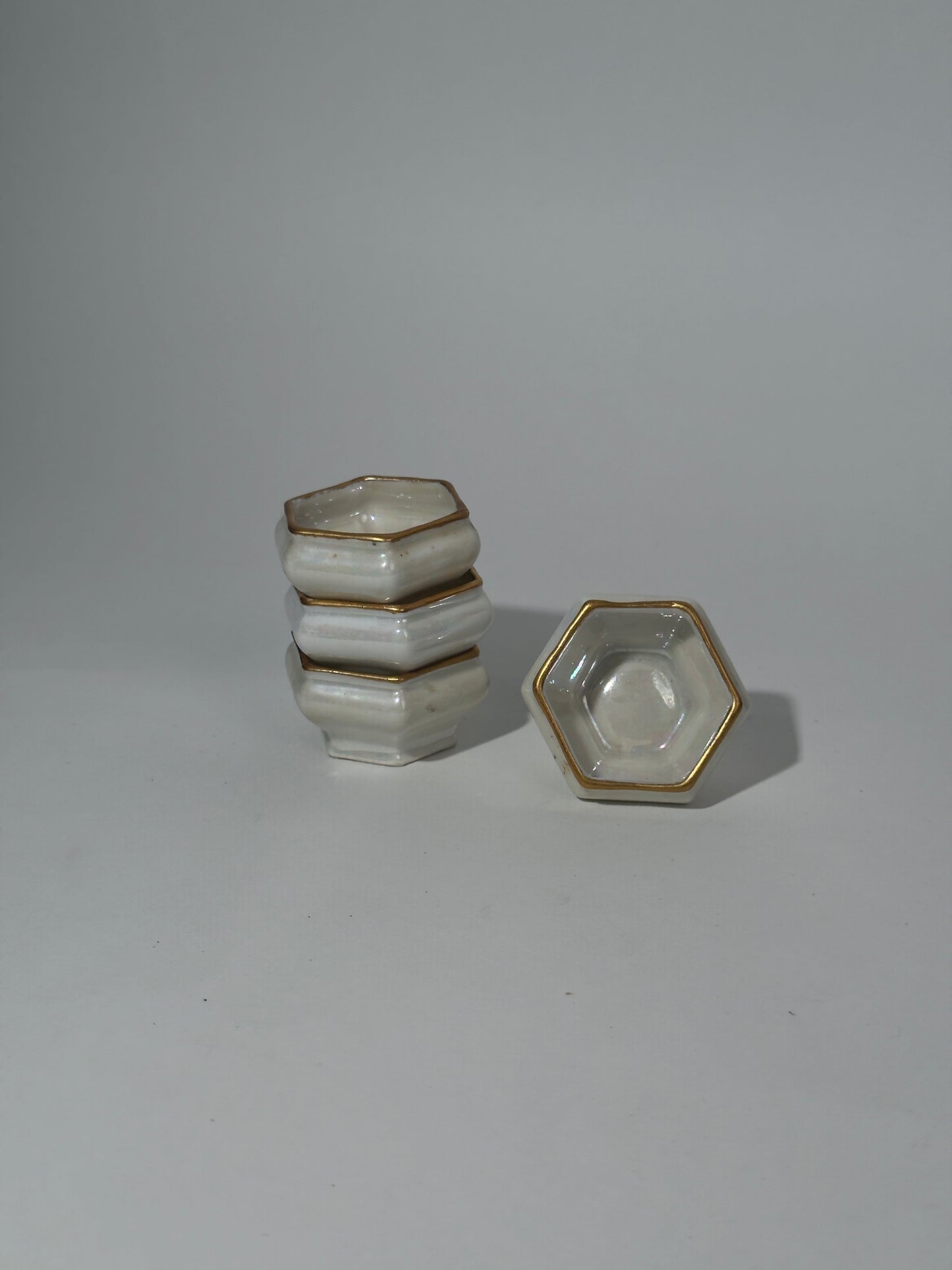 Tiny White Hexagon Bowls