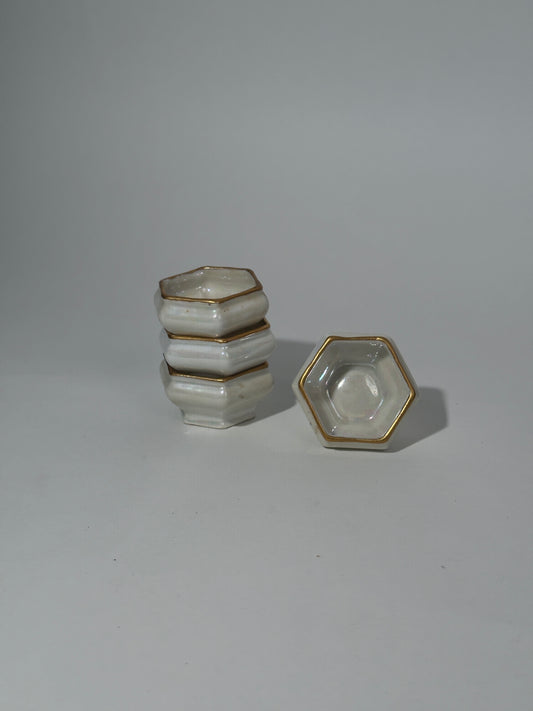 Tiny White Hexagon Bowls