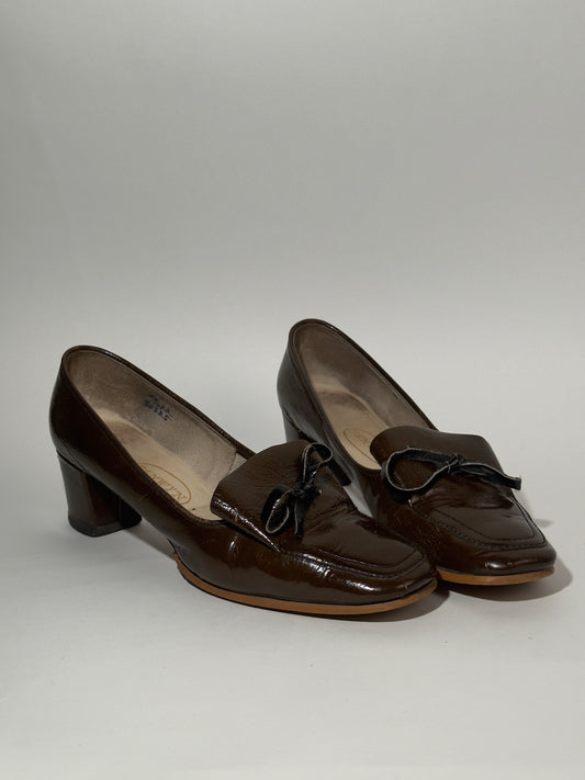 Handmade Brown Heeled Loafers