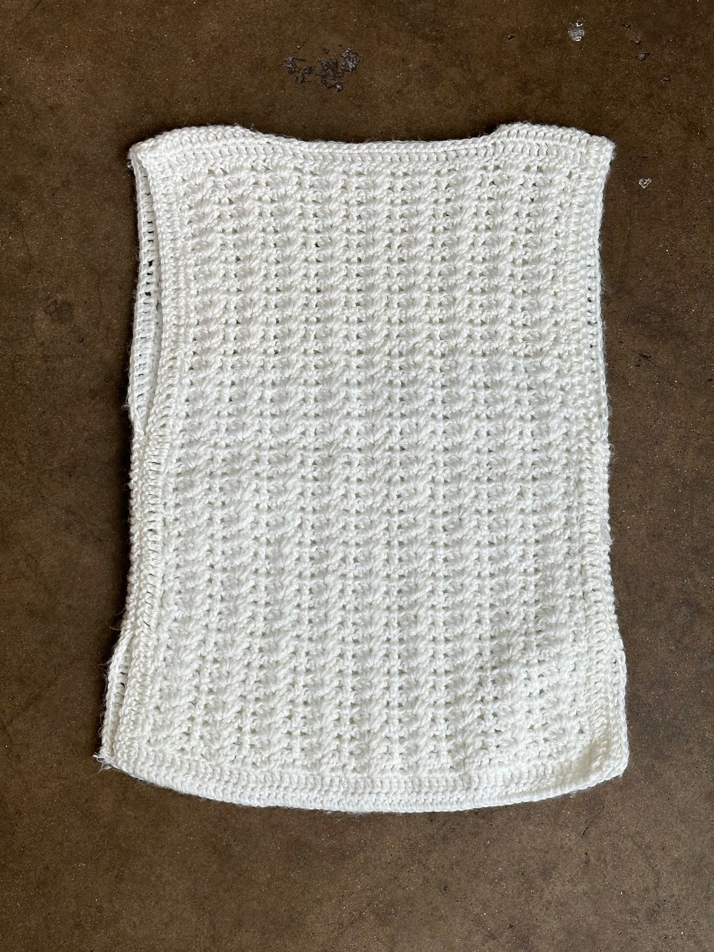 White Crochet Sleeveless Vest