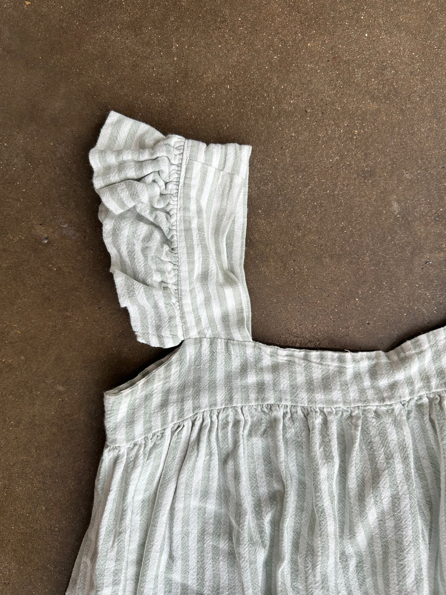 Striped Sage Green Sack Dress