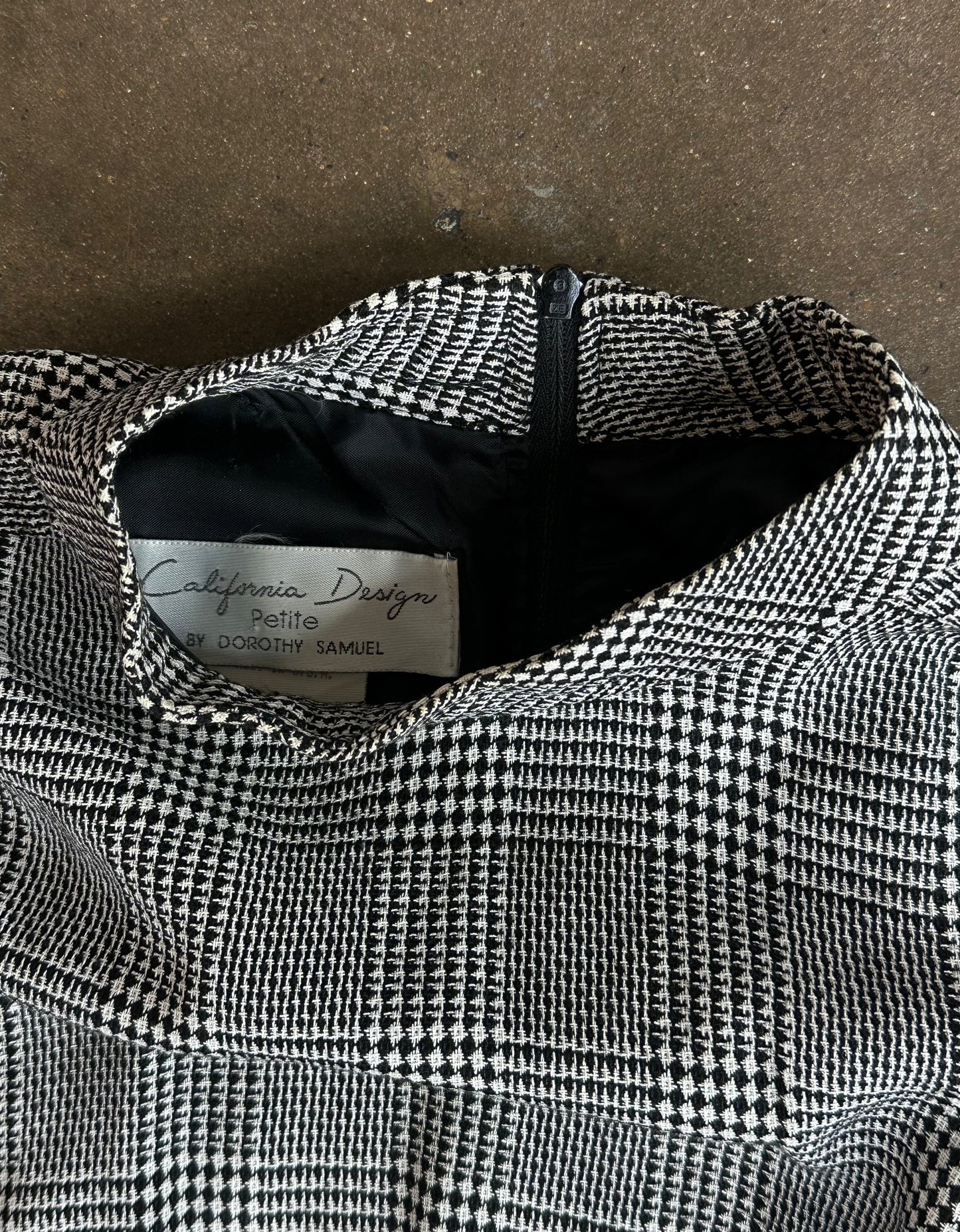 Belted Houndstooth Mock Neck Dress