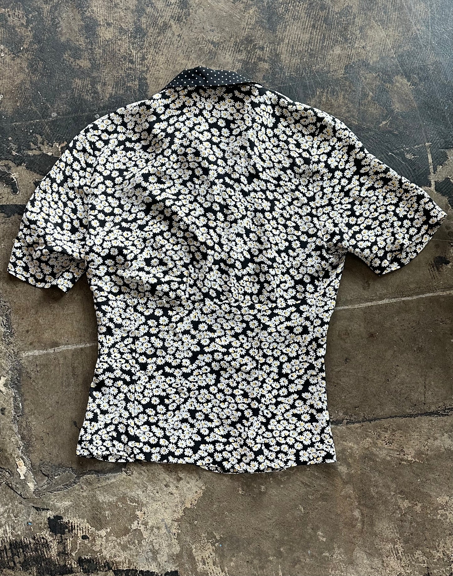 Short Sleeve Daisy + Polkadot Print Button Up Set