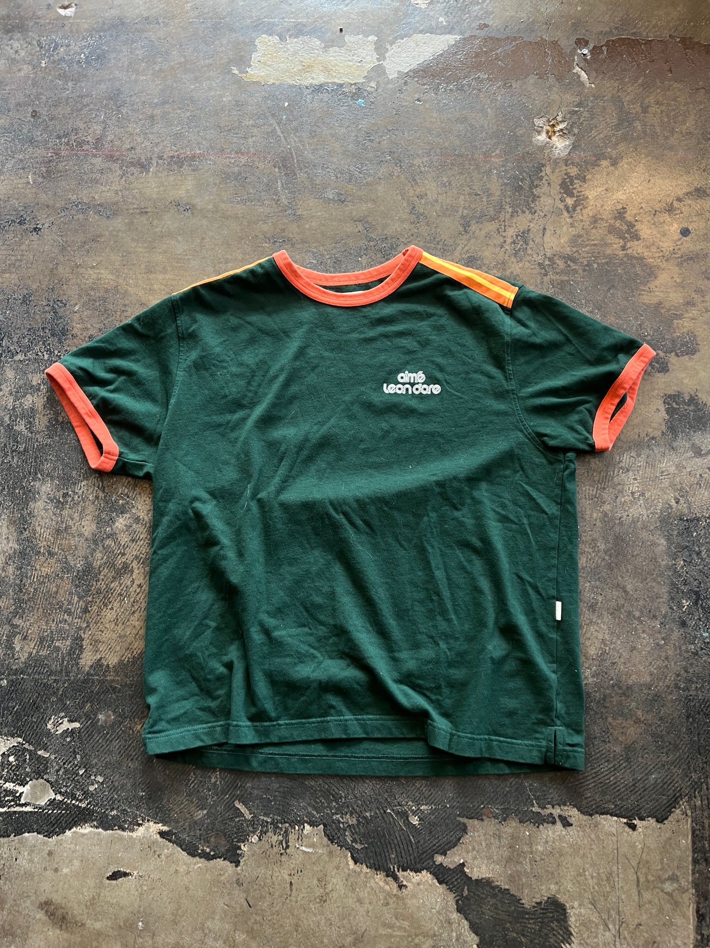 Aime Leon Dore Green Retro Ringer Tee
