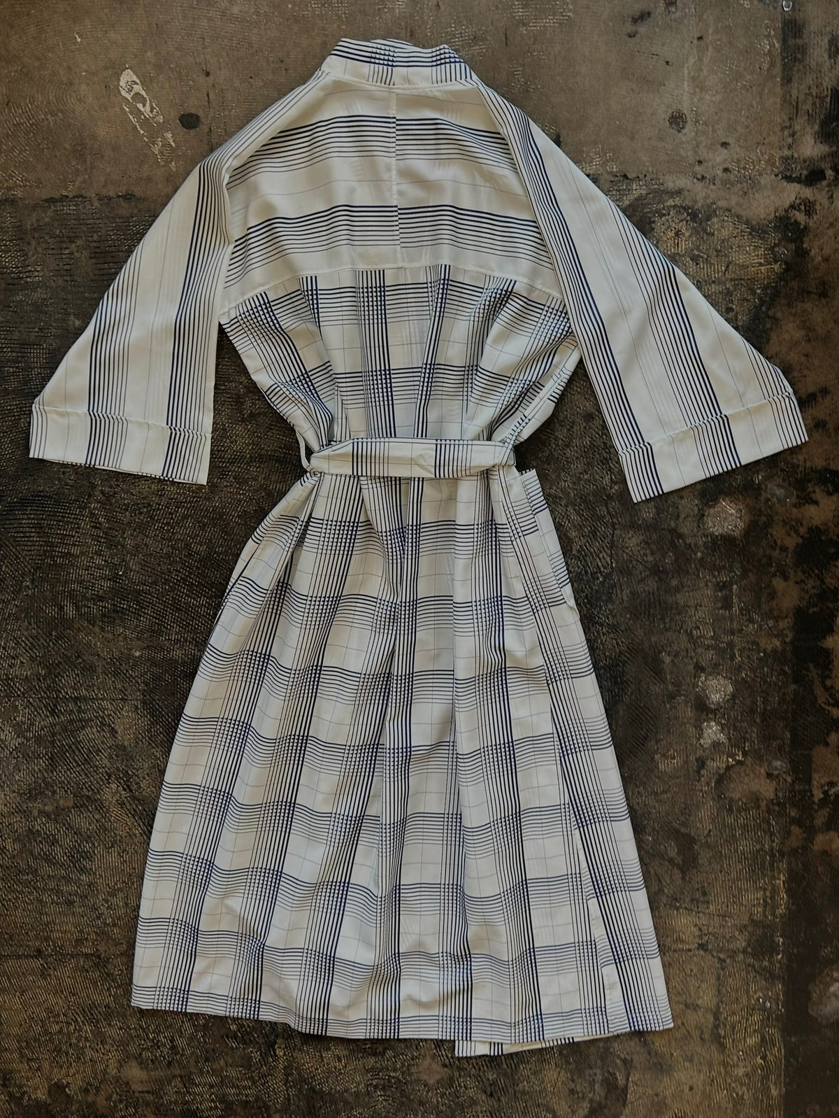 Christian Dior White + Blue Plaid Robe