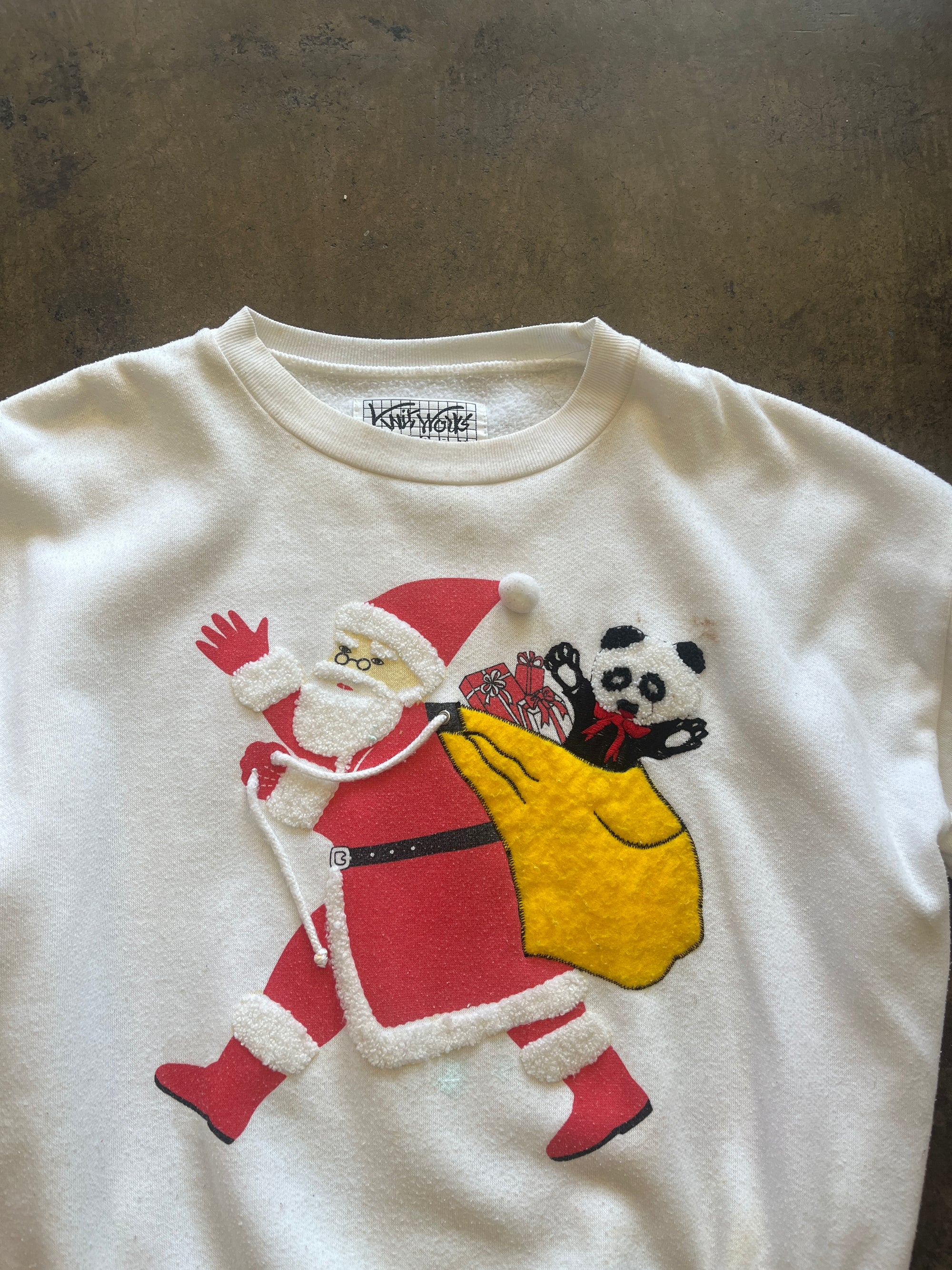 Santa with Panda White Crewneck