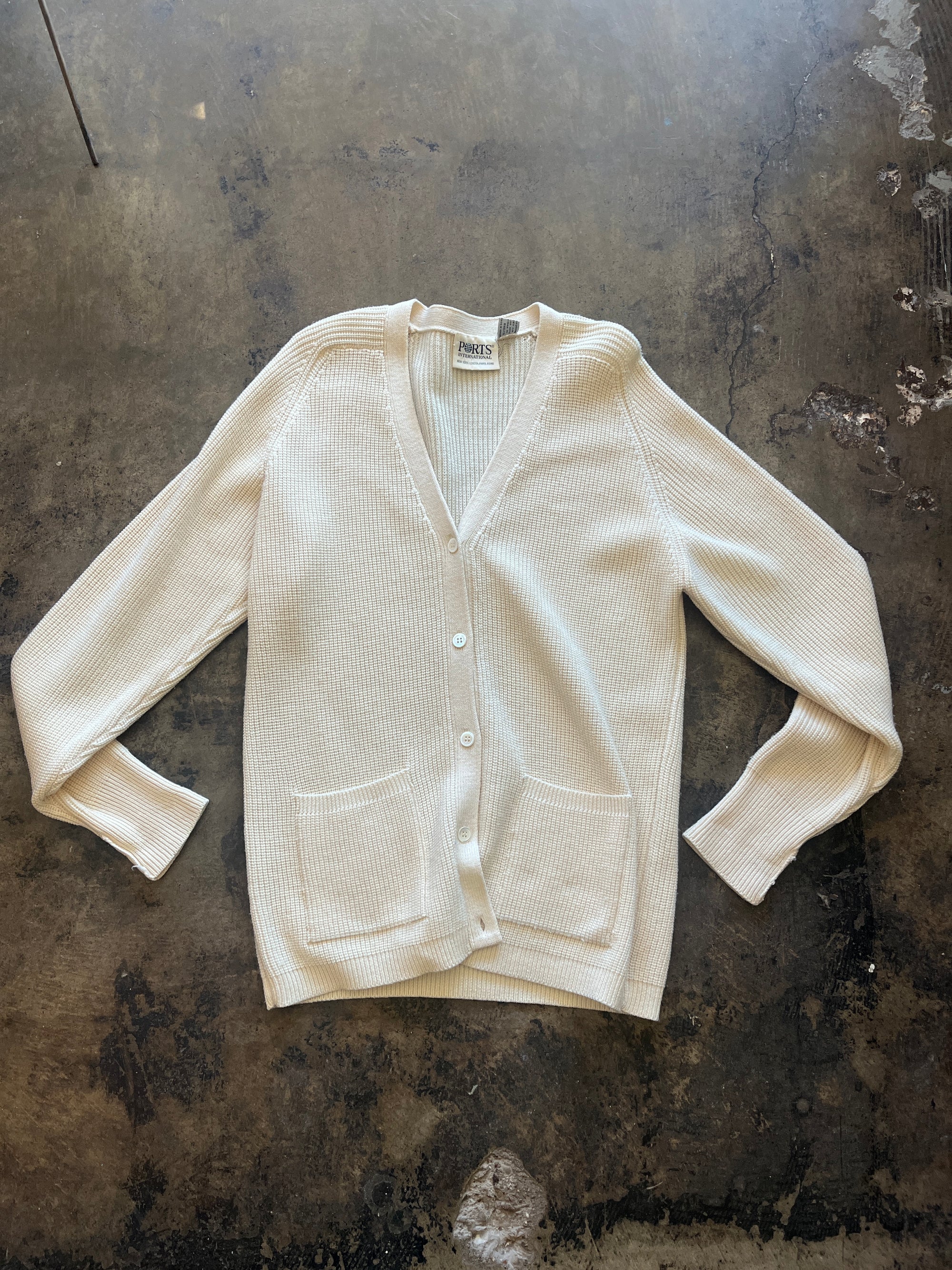 Cream Button Front Wool Cardigan