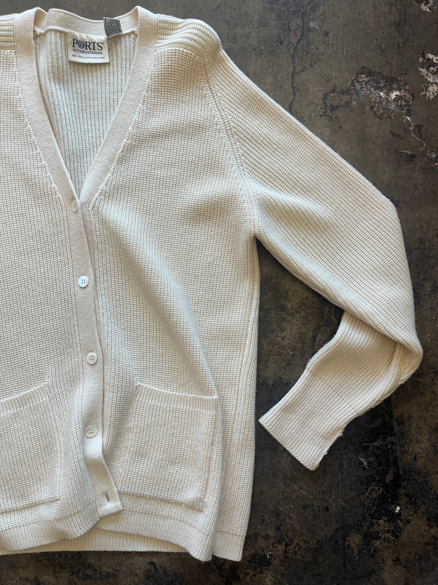 Cream Button Front Wool Cardigan