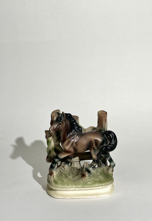 Japanese Ceramic Horse with Fence