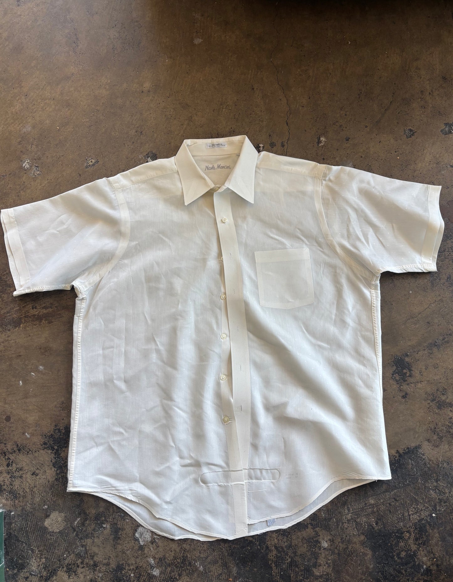 Cream Florentine Short Sleeve Button