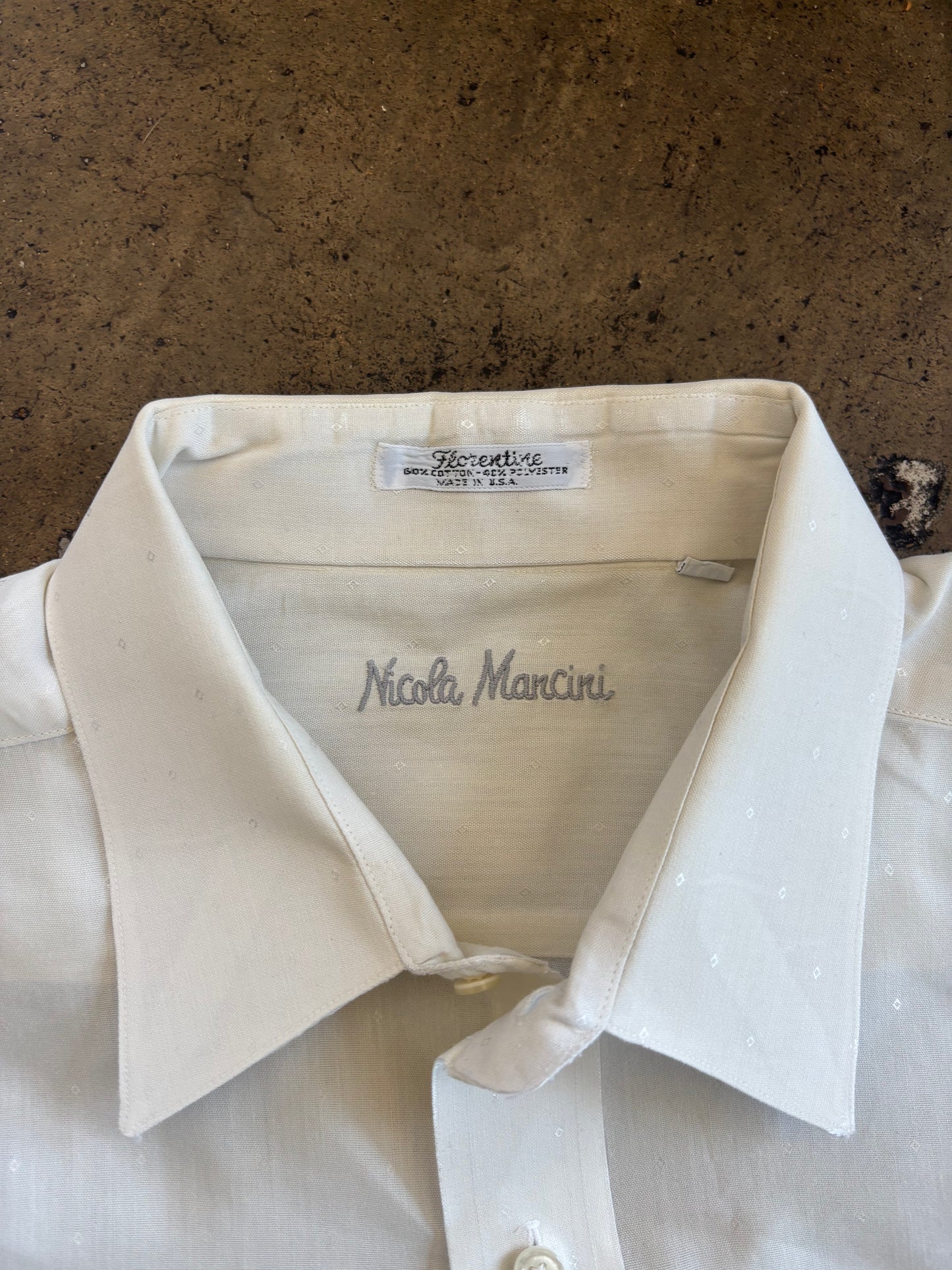 Cream Florentine Short Sleeve Button