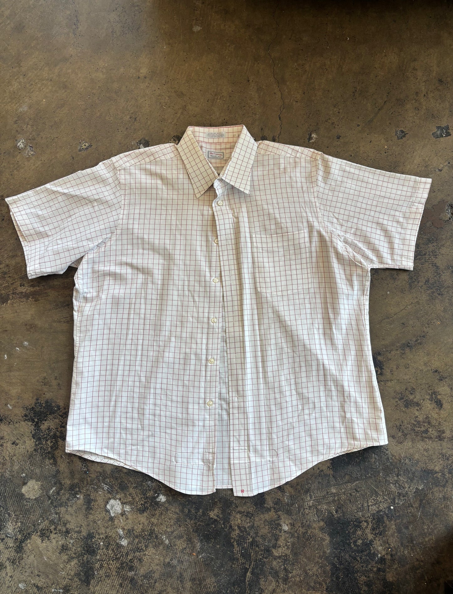 Red Square Plaid Short Sleeve Button Down