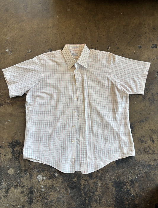 Red Square Plaid Short Sleeve Button Down