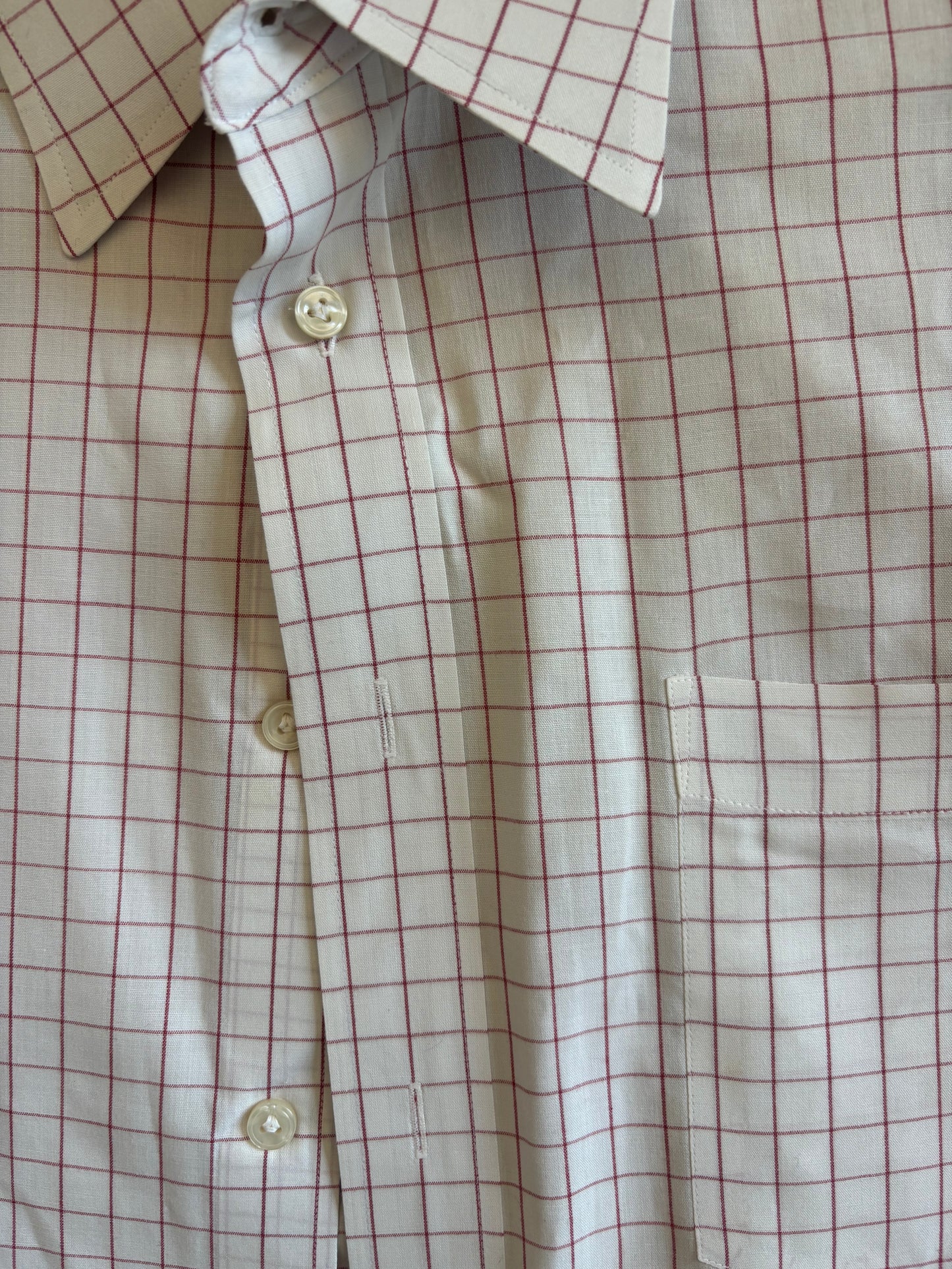 Red Square Plaid Short Sleeve Button Down