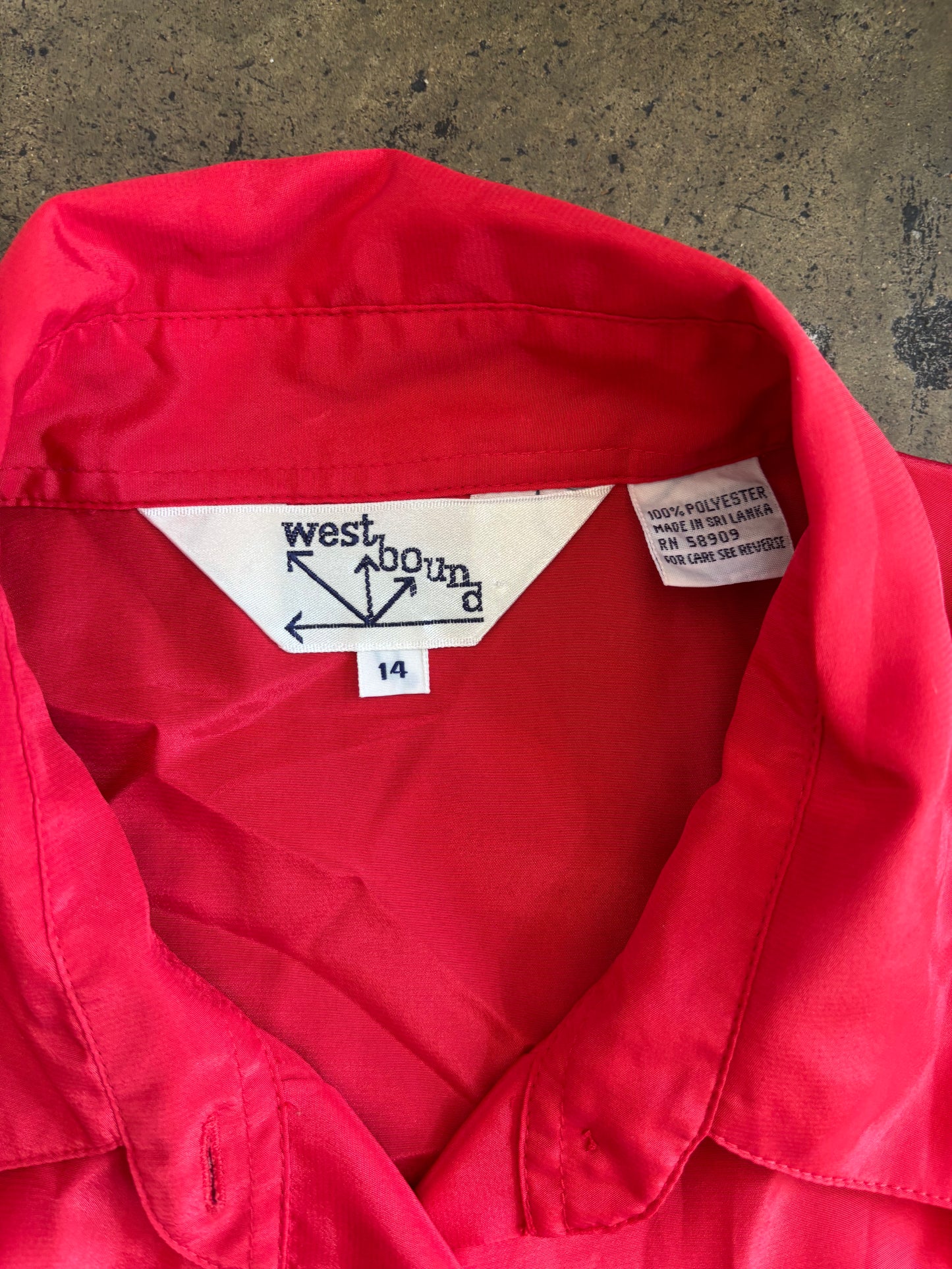 Red Satin Button Up Blouse