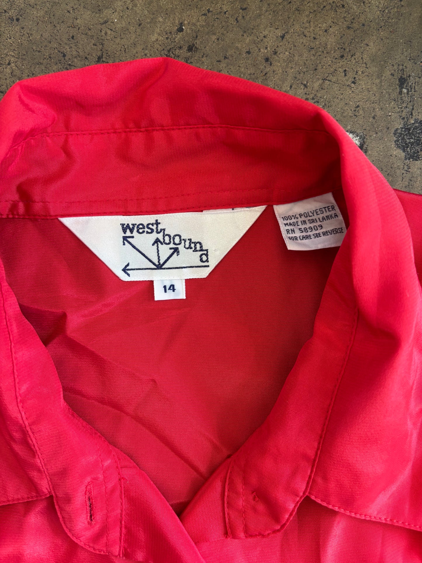 Red Pleated Front Button Up Blouse