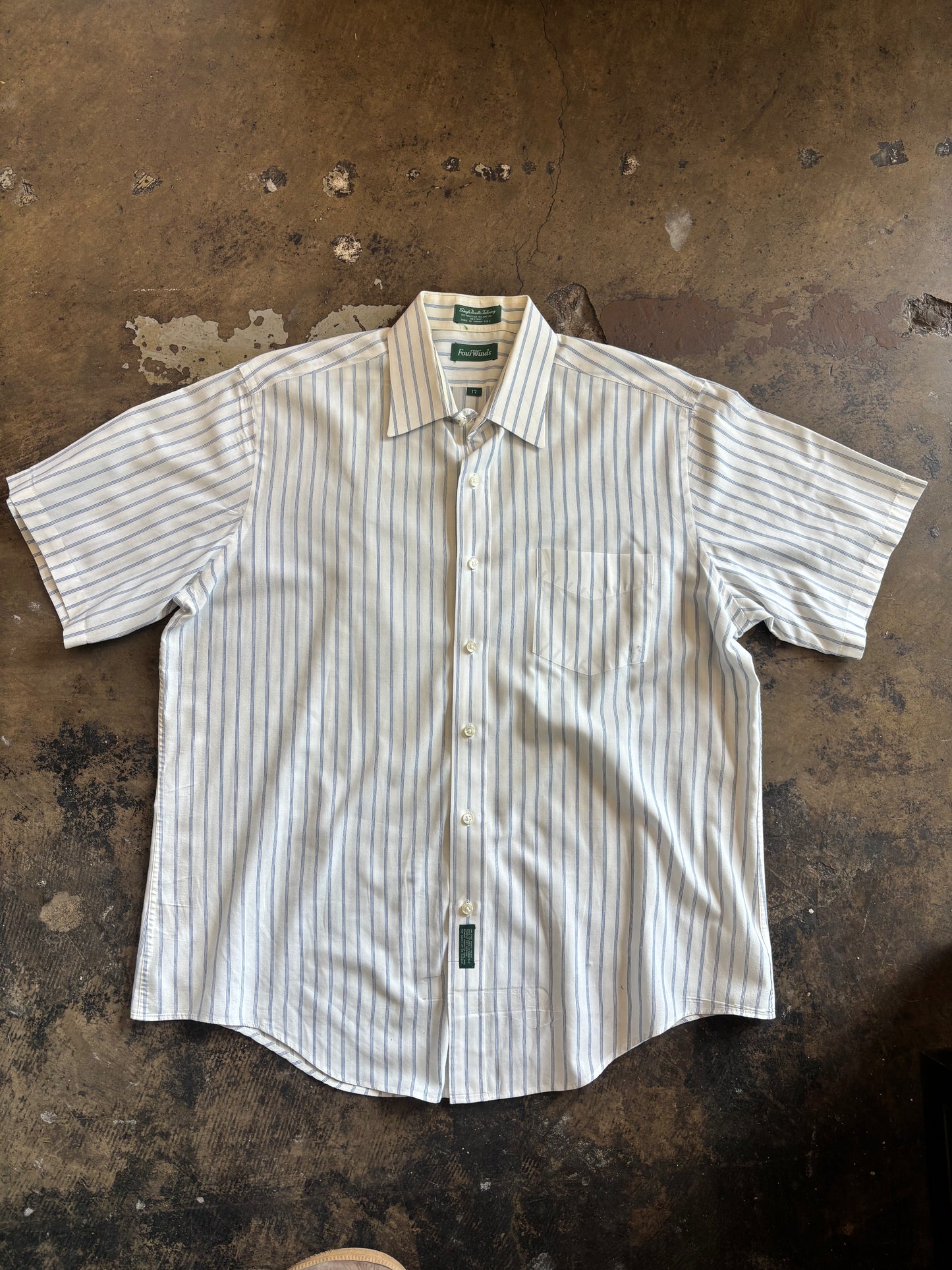 Blue Striped Short Sleeve Button Down