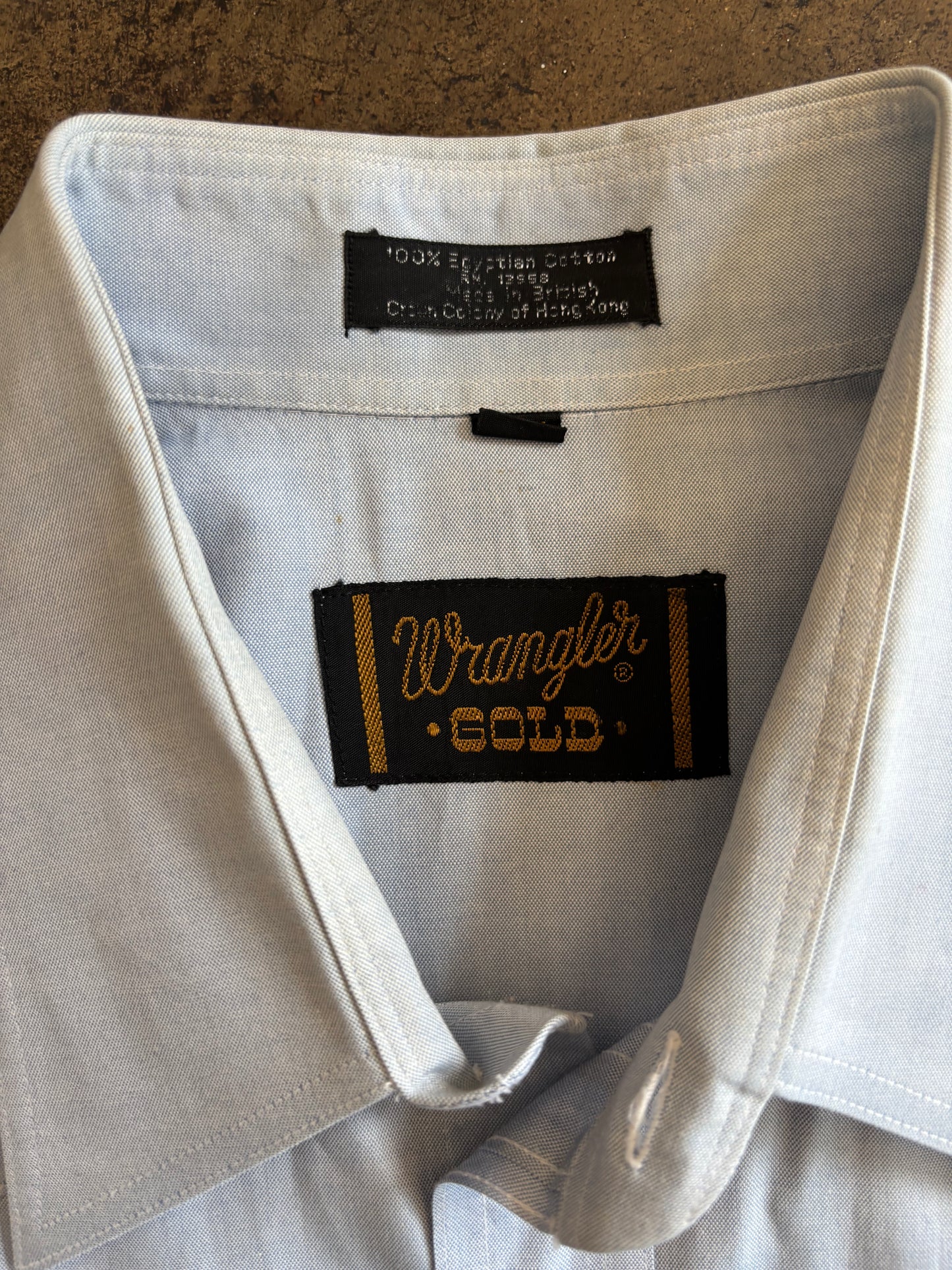 Baby Blue Wrangler Gold Button Down