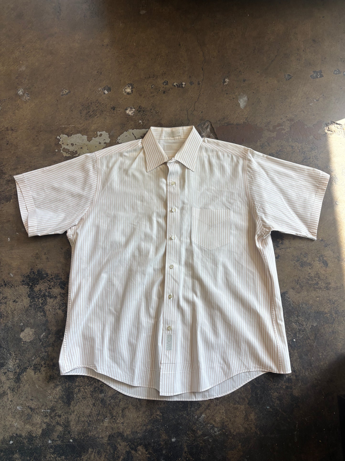 Peach Striped Short Sleeve Button Down