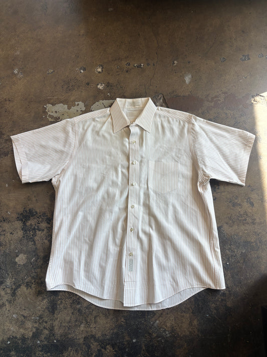 Peach Striped Short Sleeve Button Down