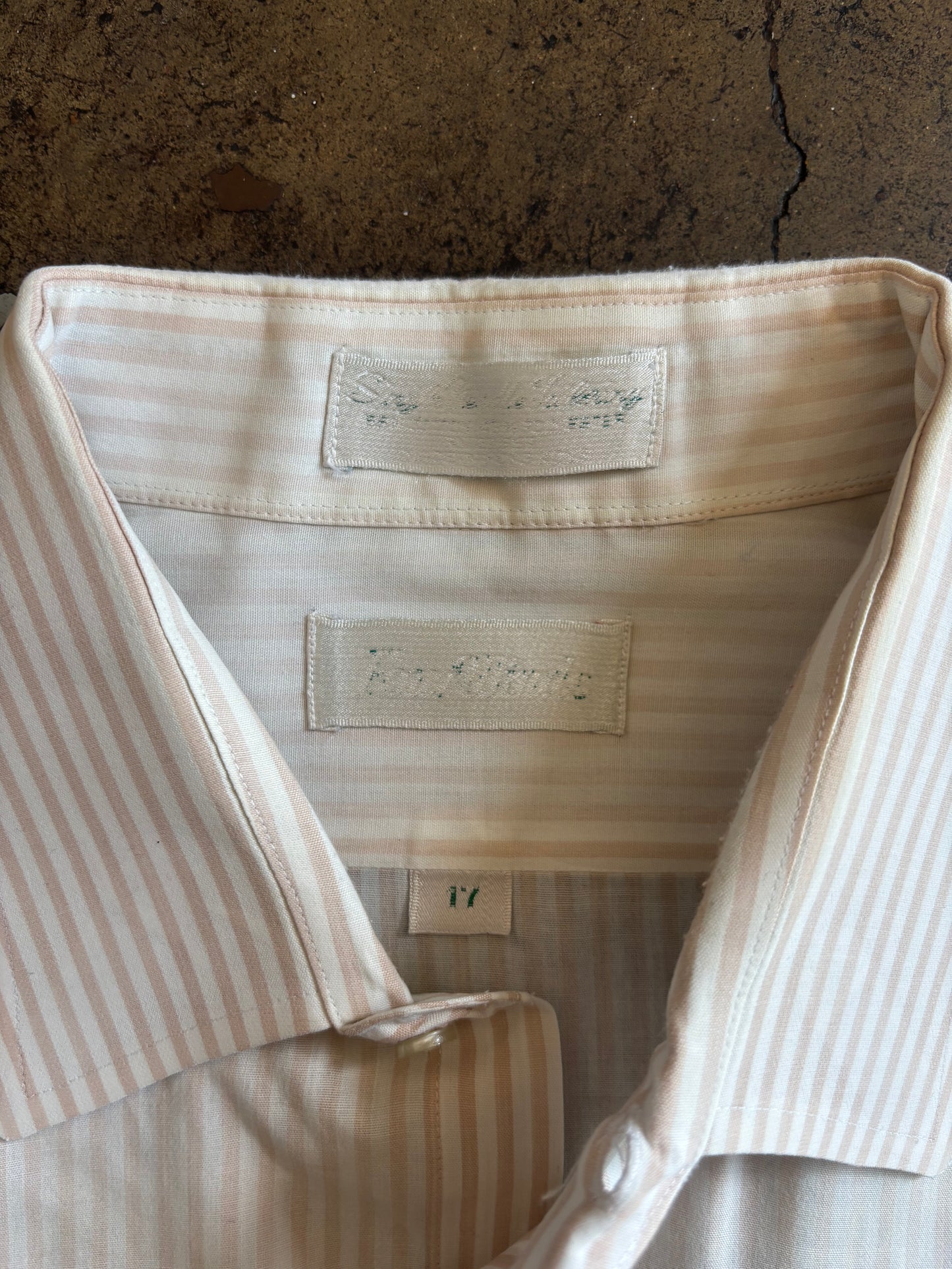 Peach Striped Short Sleeve Button Down