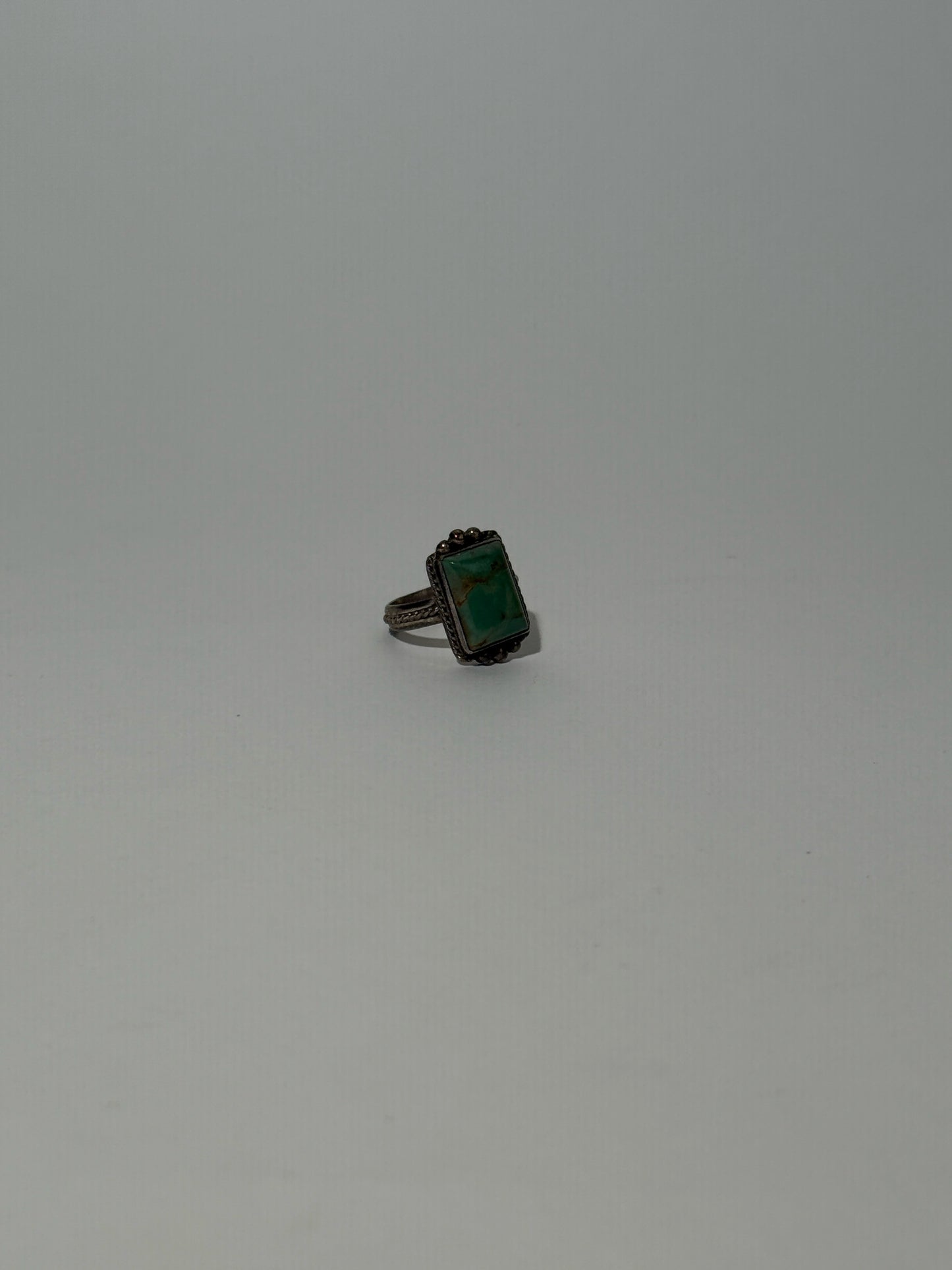Square Turquoise Stone Silver Ring