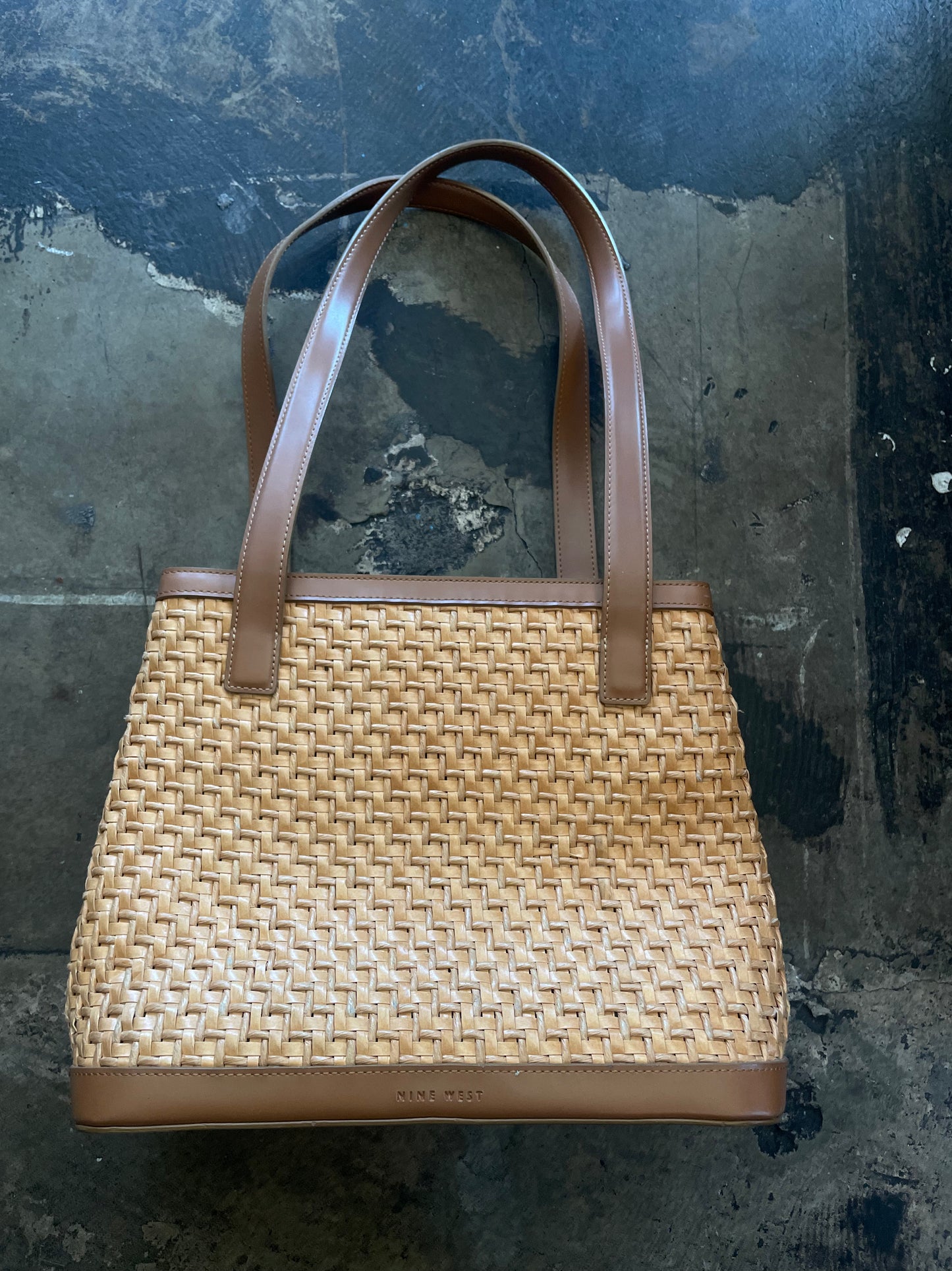 Tan Woven Leather Shoulder Bag