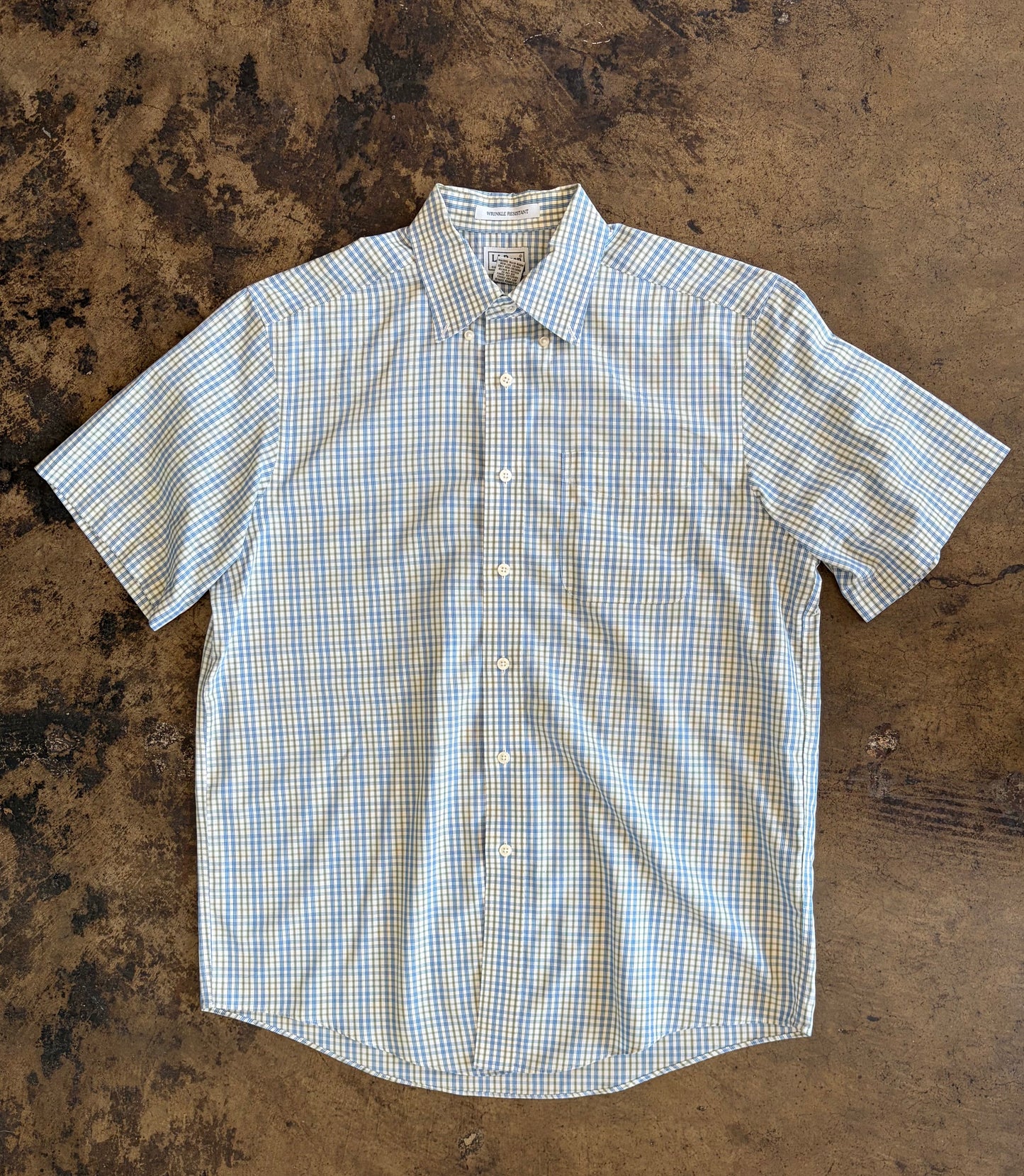Blue + Green LL Bean Plaid Short Sleeve Button Up