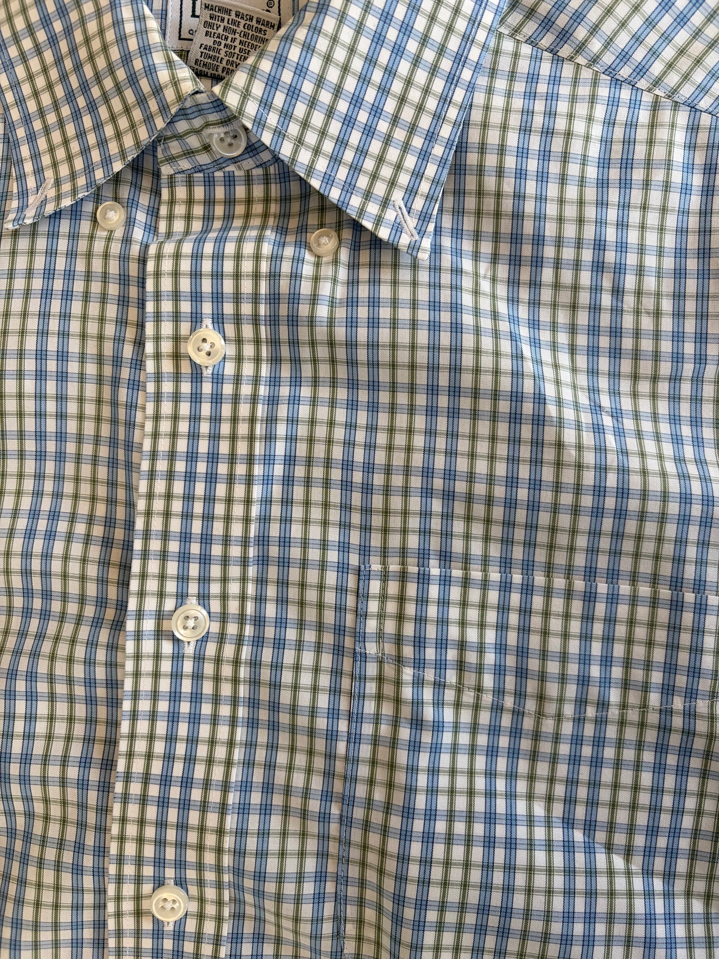 Blue + Green LL Bean Plaid Short Sleeve Button Up