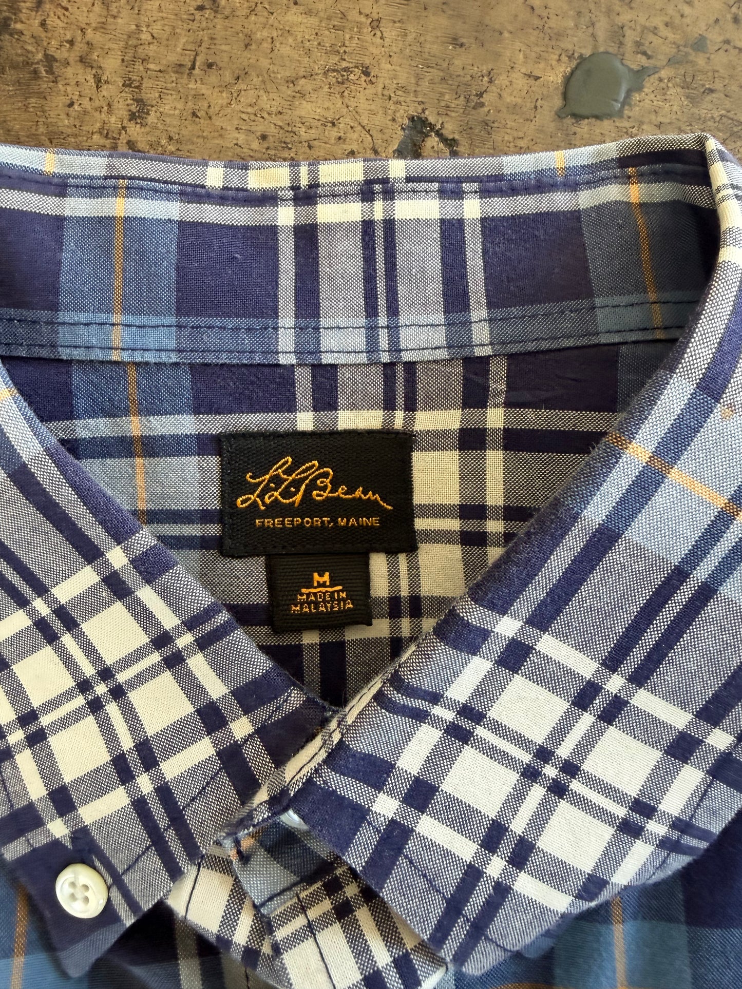 Blue + Yellow LL Bean Plaid Short Sleeve Button Up