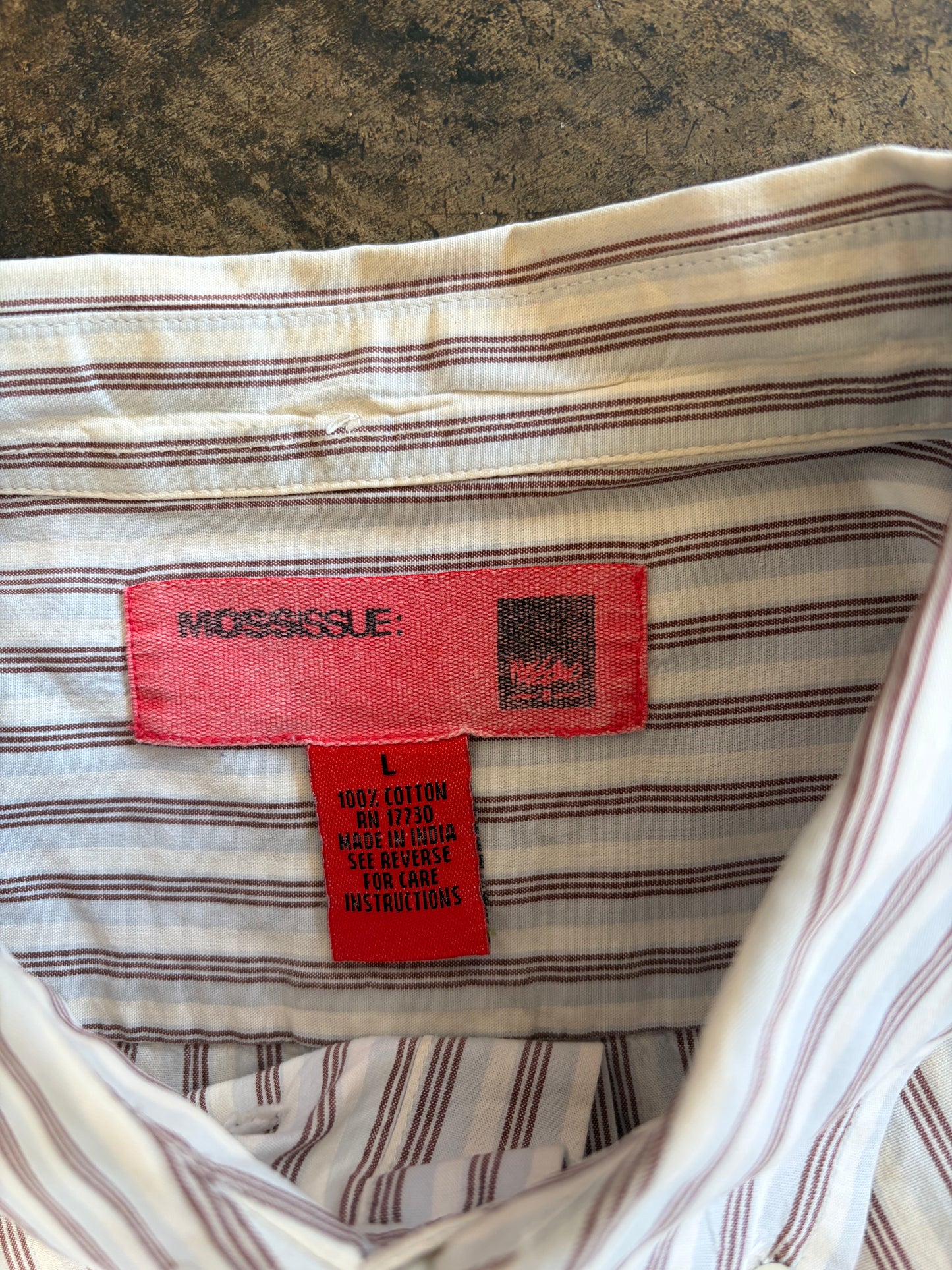 White + Maroon Stripe Short Sleeve Button Up