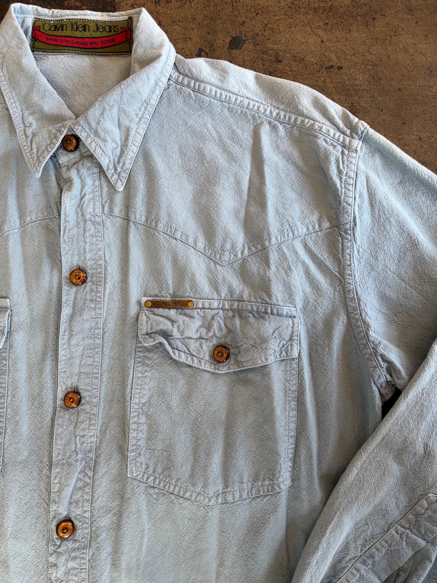 Calvin Klein Jeans Baby Blue Cotton Button Up