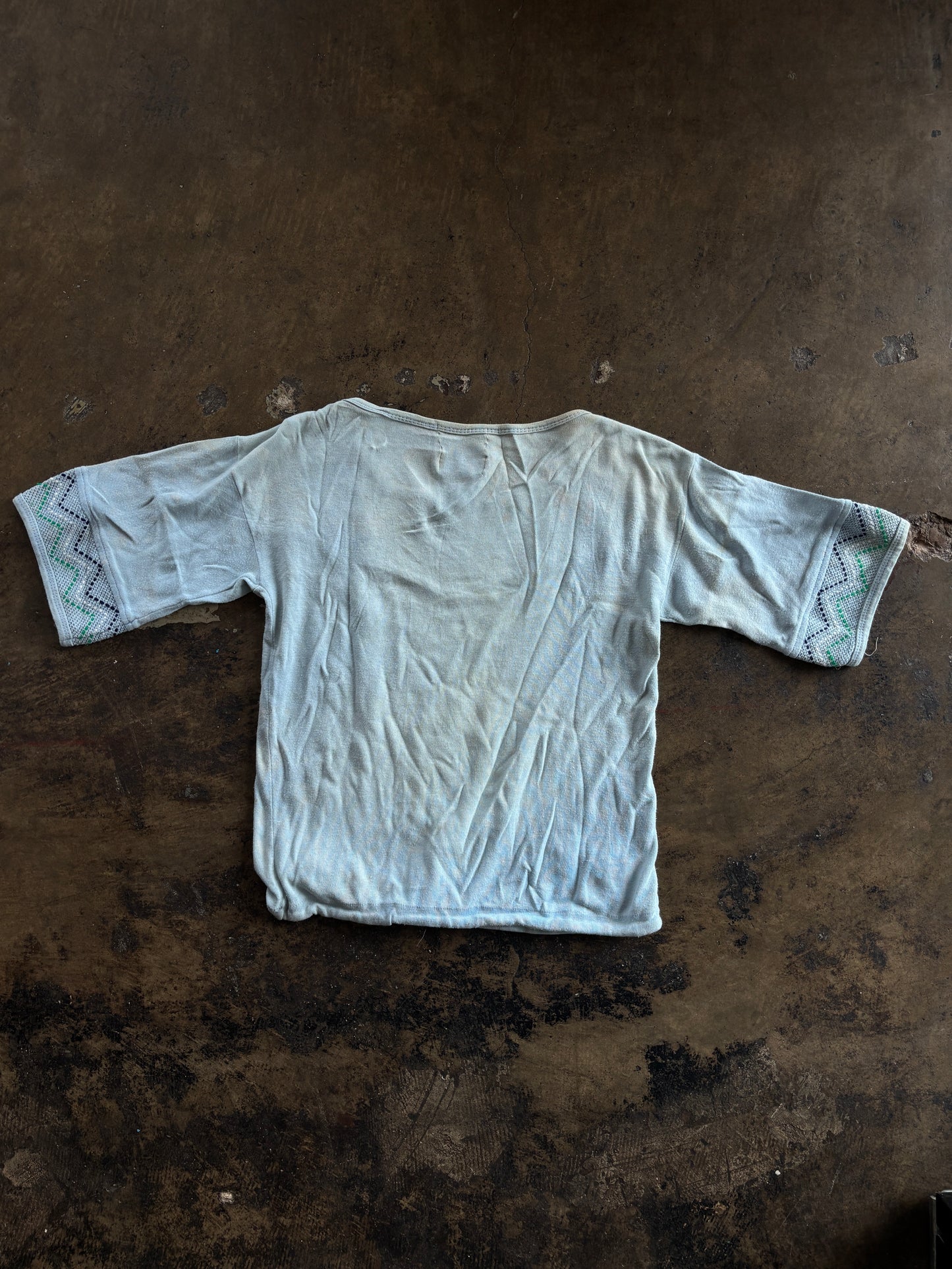 Baby Blue Embroidered Half Sleeve Tee
