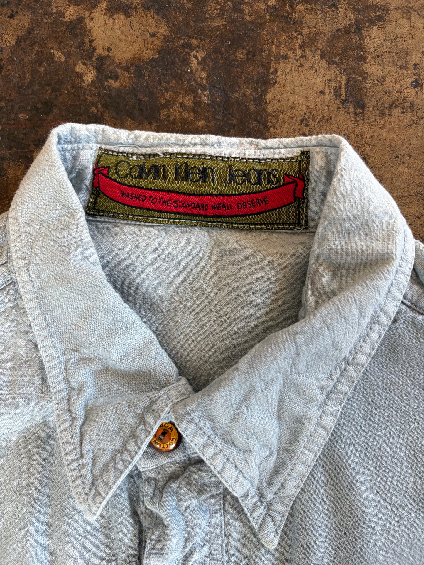 Calvin Klein Jeans Baby Blue Cotton Button Up