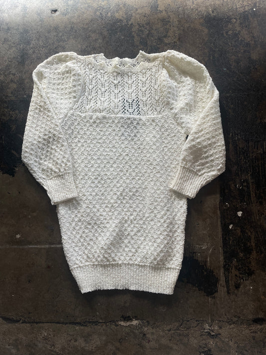 White Crochet Collared Shirt