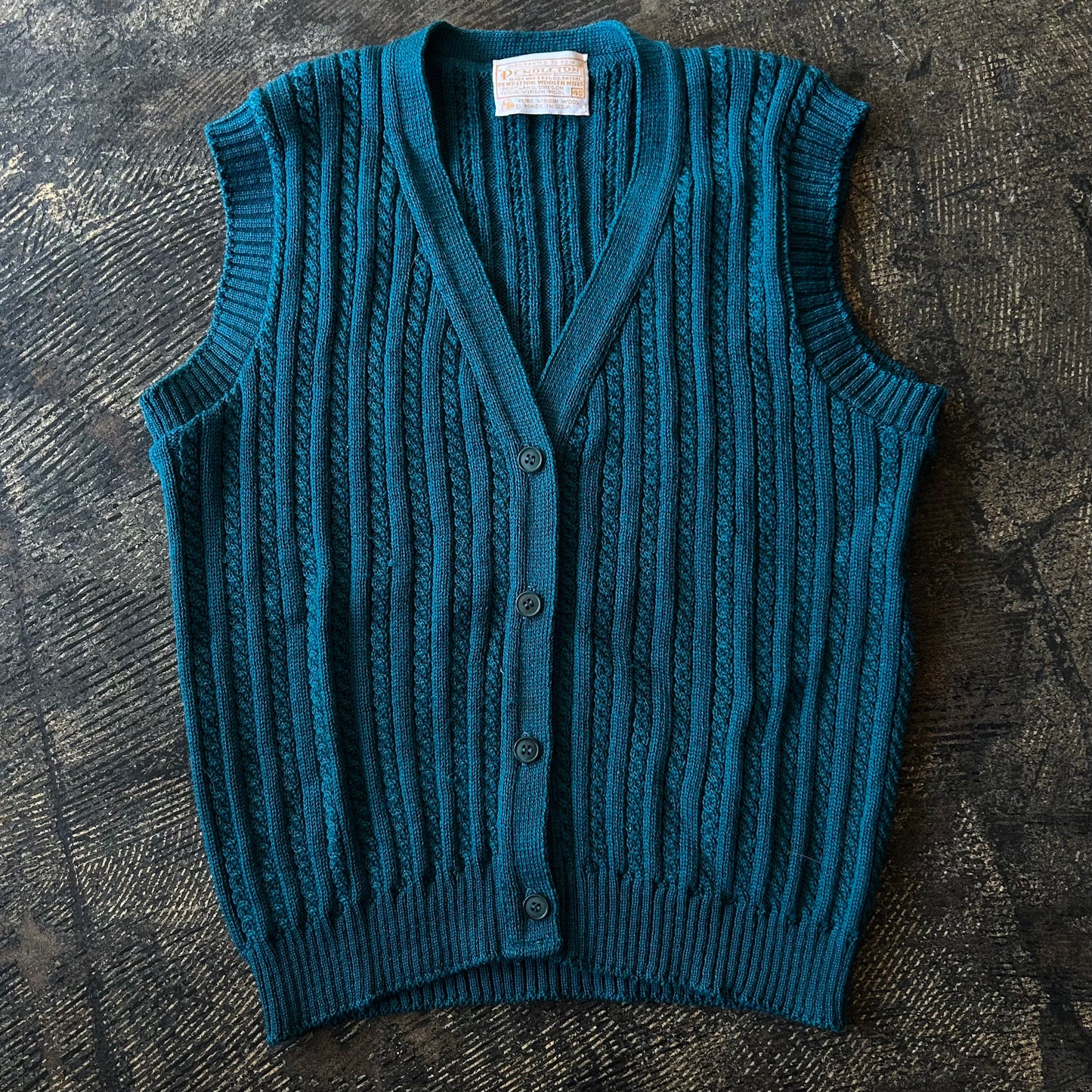 Pendleton Teal Button Front Sweater Vest