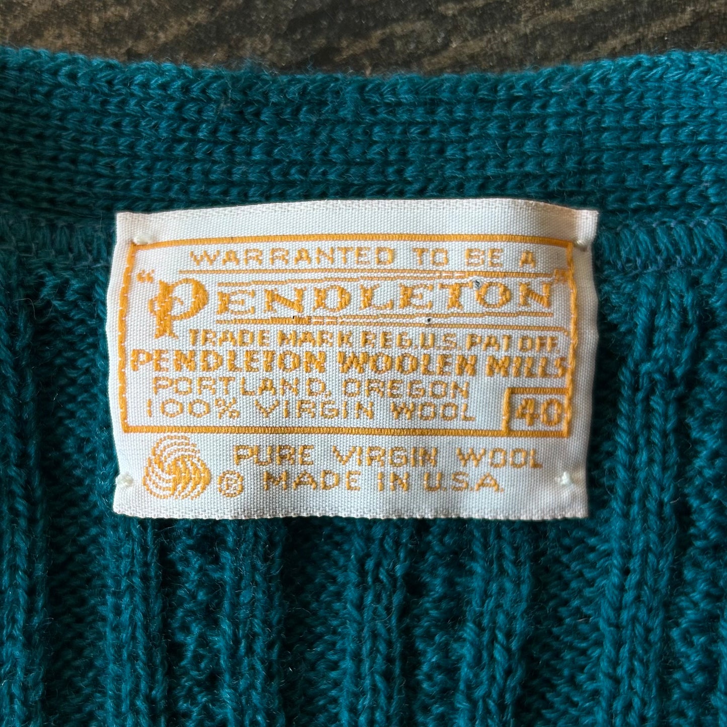 Pendleton Teal Button Front Sweater Vest