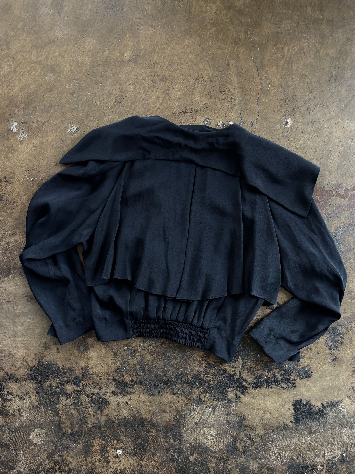Black Ruffle Button Front Over Shirt