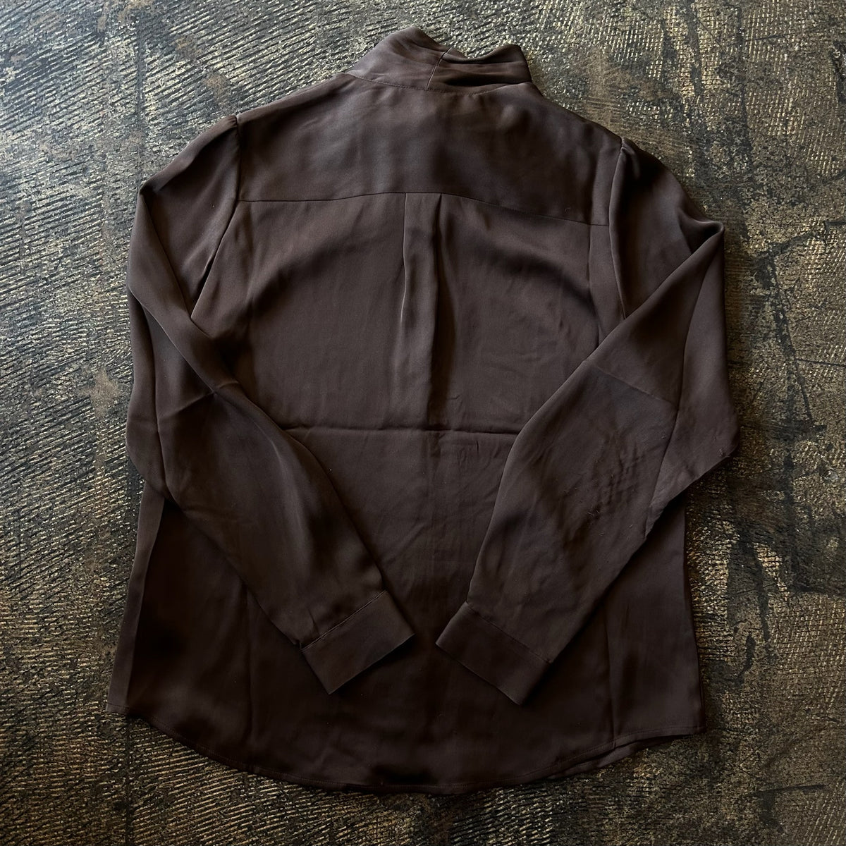 Quince Brown Silk Neck Tie Blouse